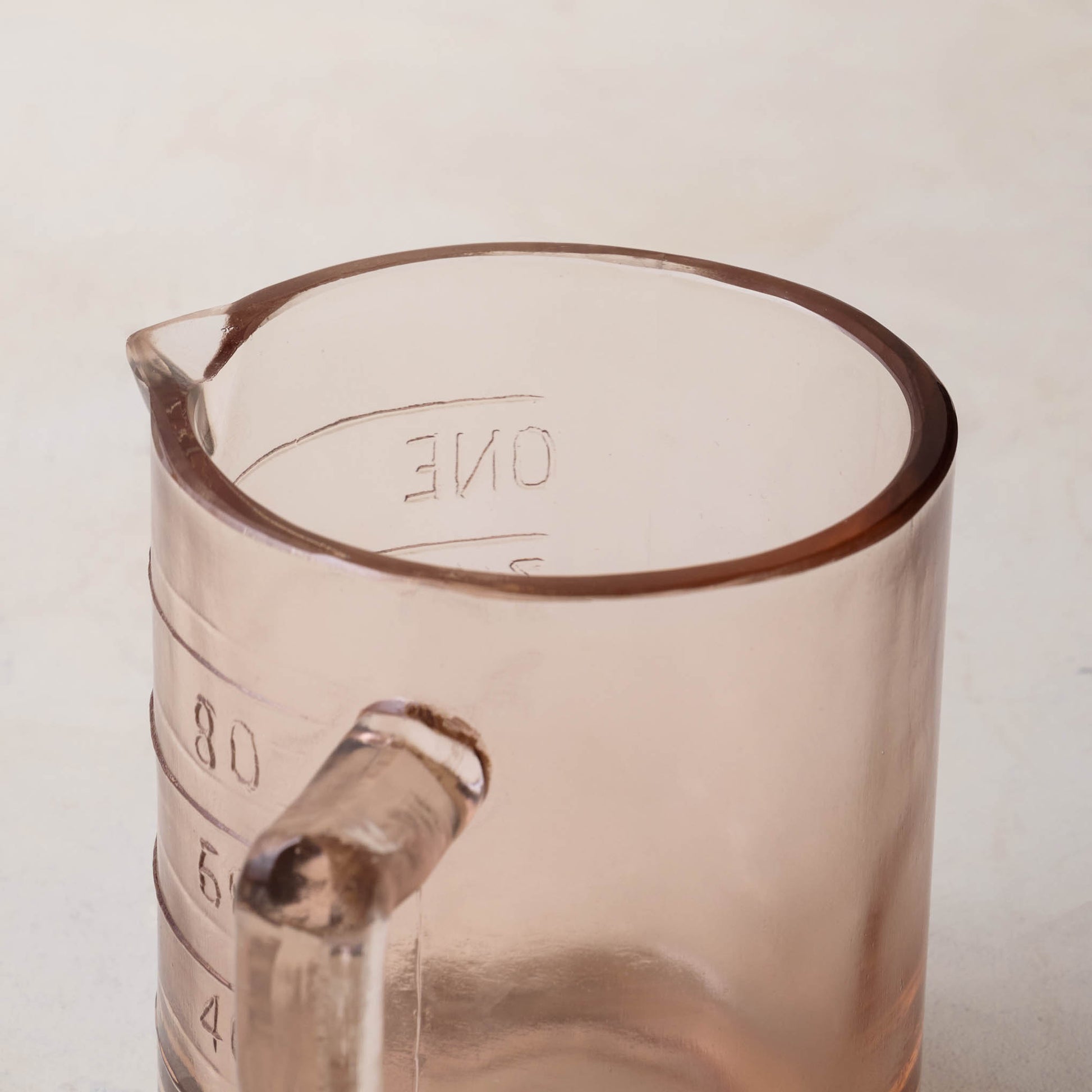 Blush One Cup Glass Measuring Cup close up
