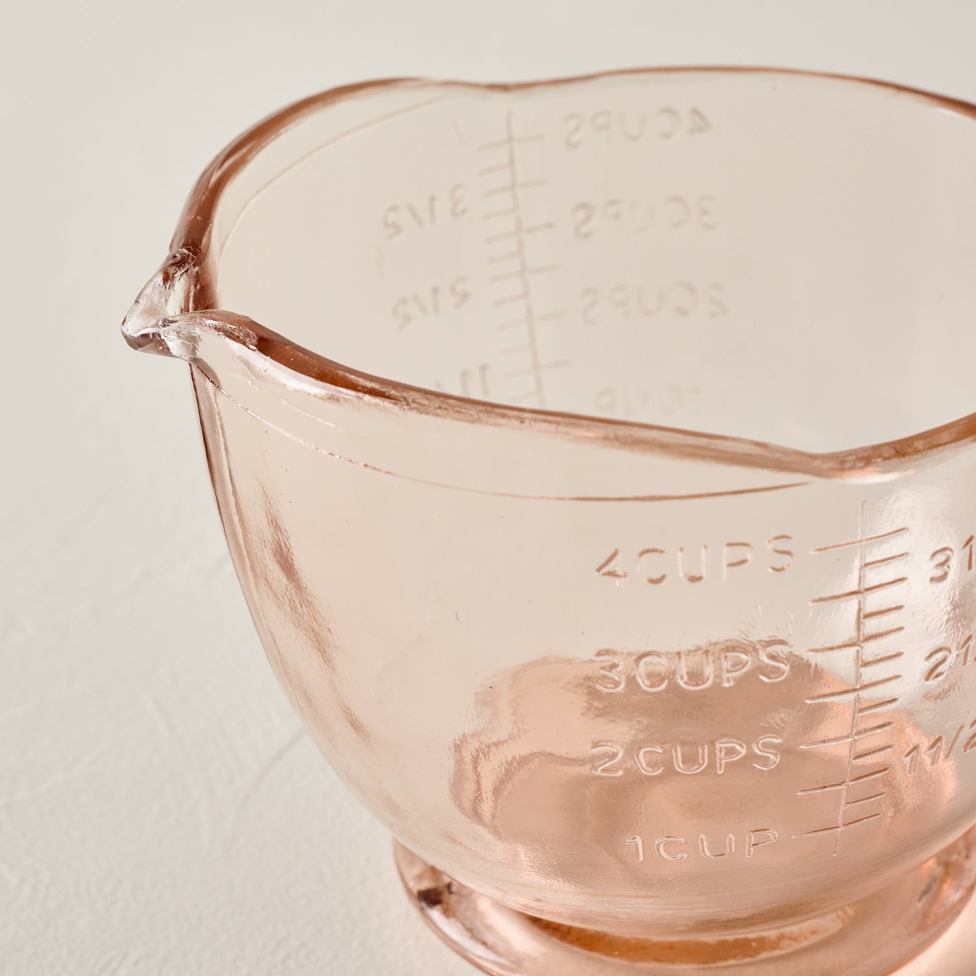Blush Glass 4 Cup Measuring Cup close up