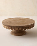 Antiqued Wood Scalloped Cake Stand large