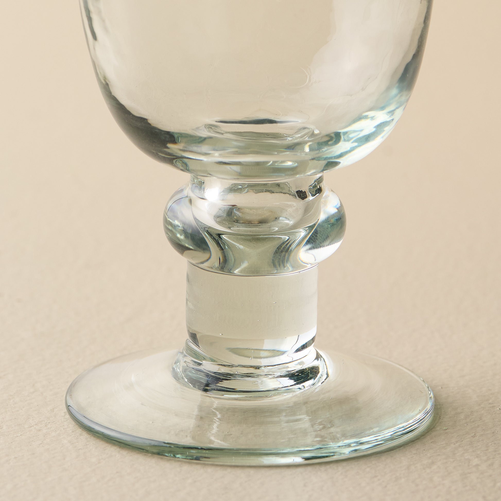 Rustic Glass Stemware close up of base of glass