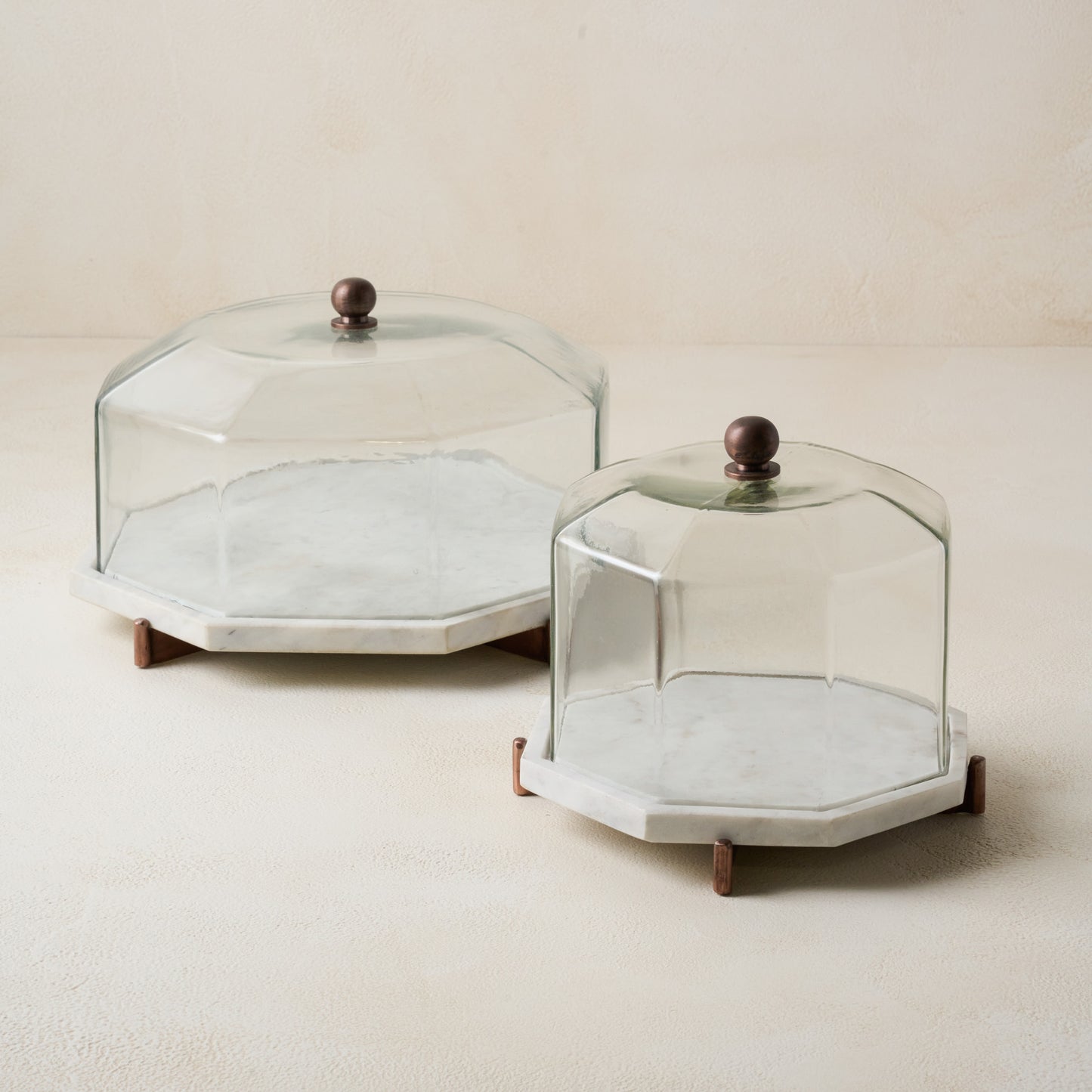 Marble and Copper Cake Stand in large and small sizes