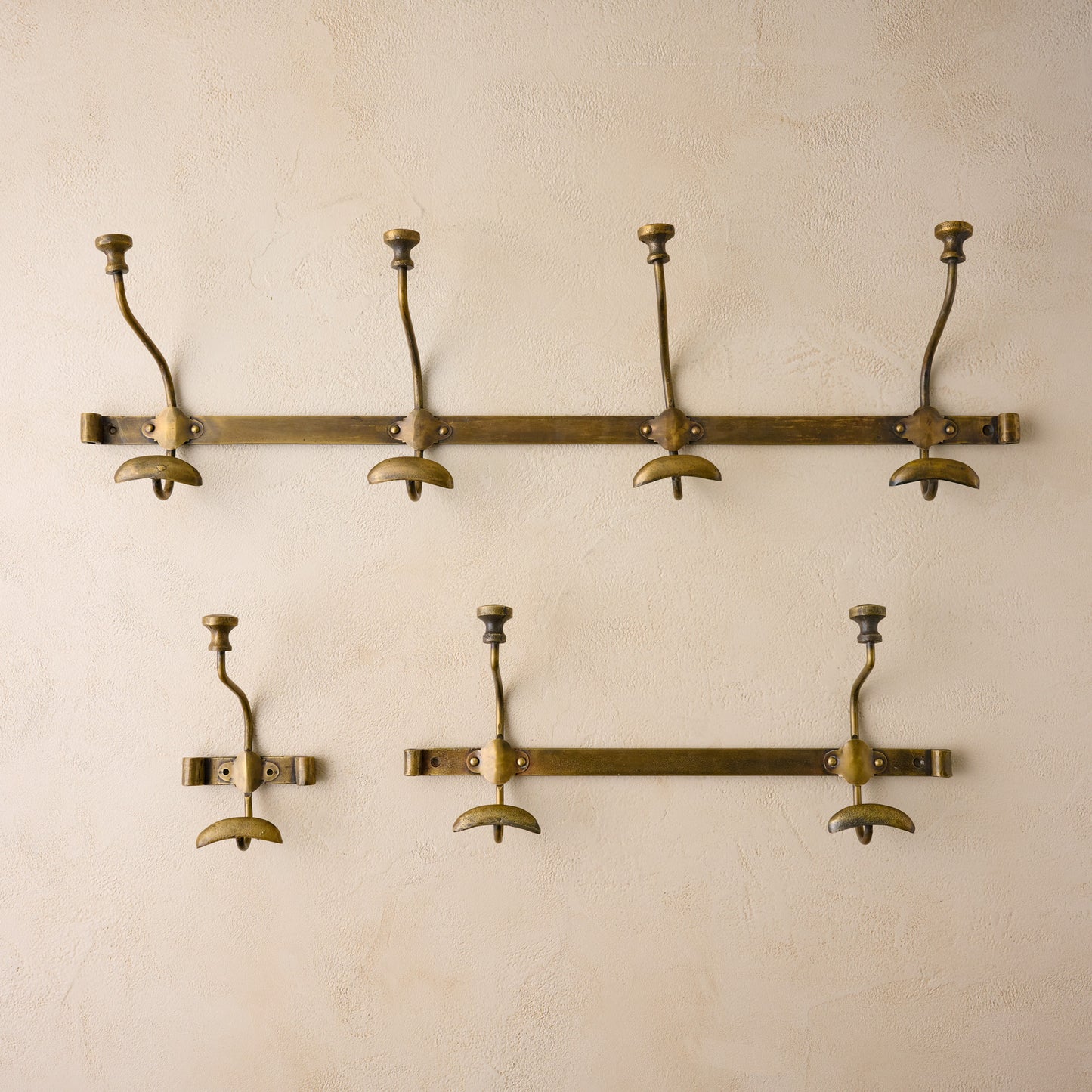 Duke Antique Brass Metal Wall Hooks in single, double and four hooks