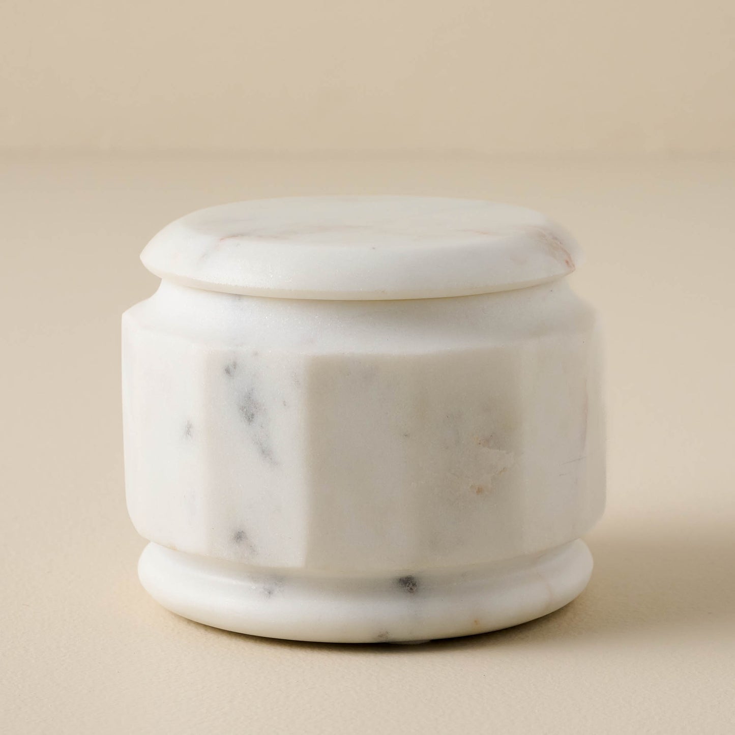 short sized White Marble Canister with lid
