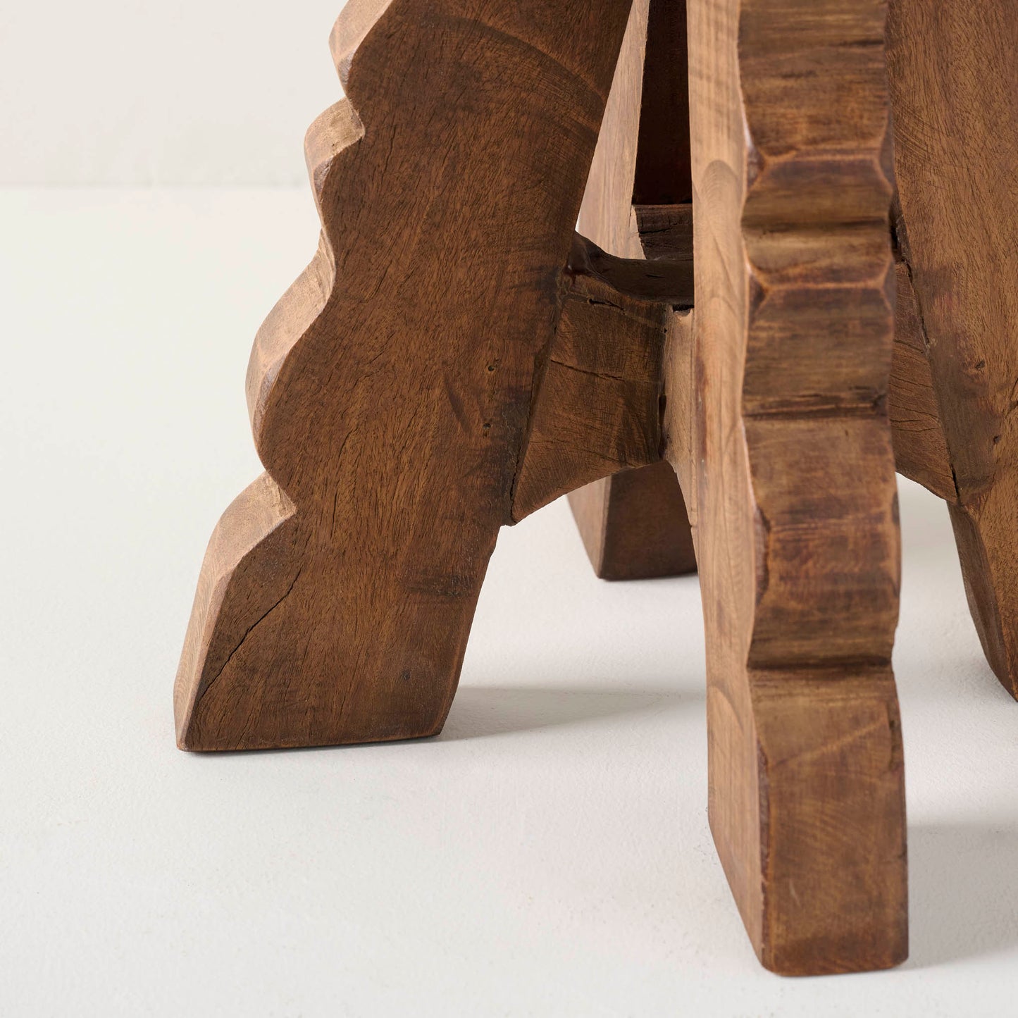 Reclaimed Wood Stool legs up close
