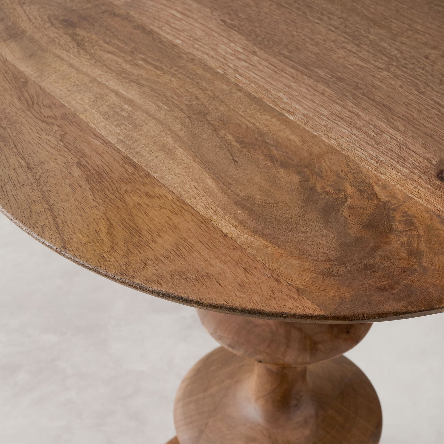 Enzo Turned Wood Side Table in color honey Mango close up