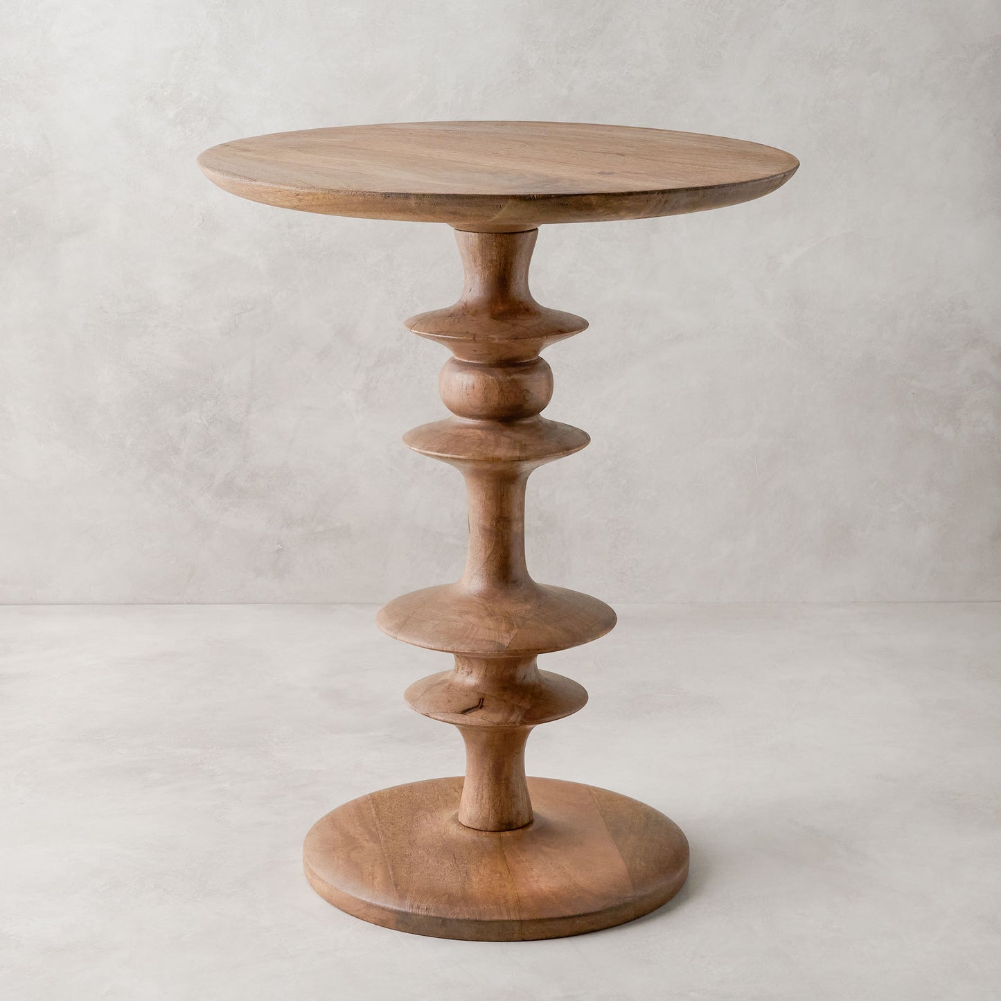 Enzo Turned Wood Side Table in color honey Mango