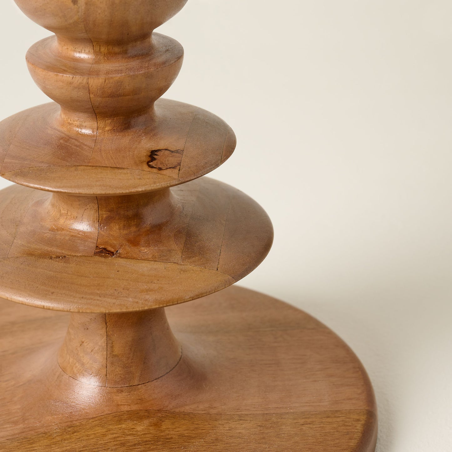 Enzo Turned Wood Table Lamp close up of lamp base