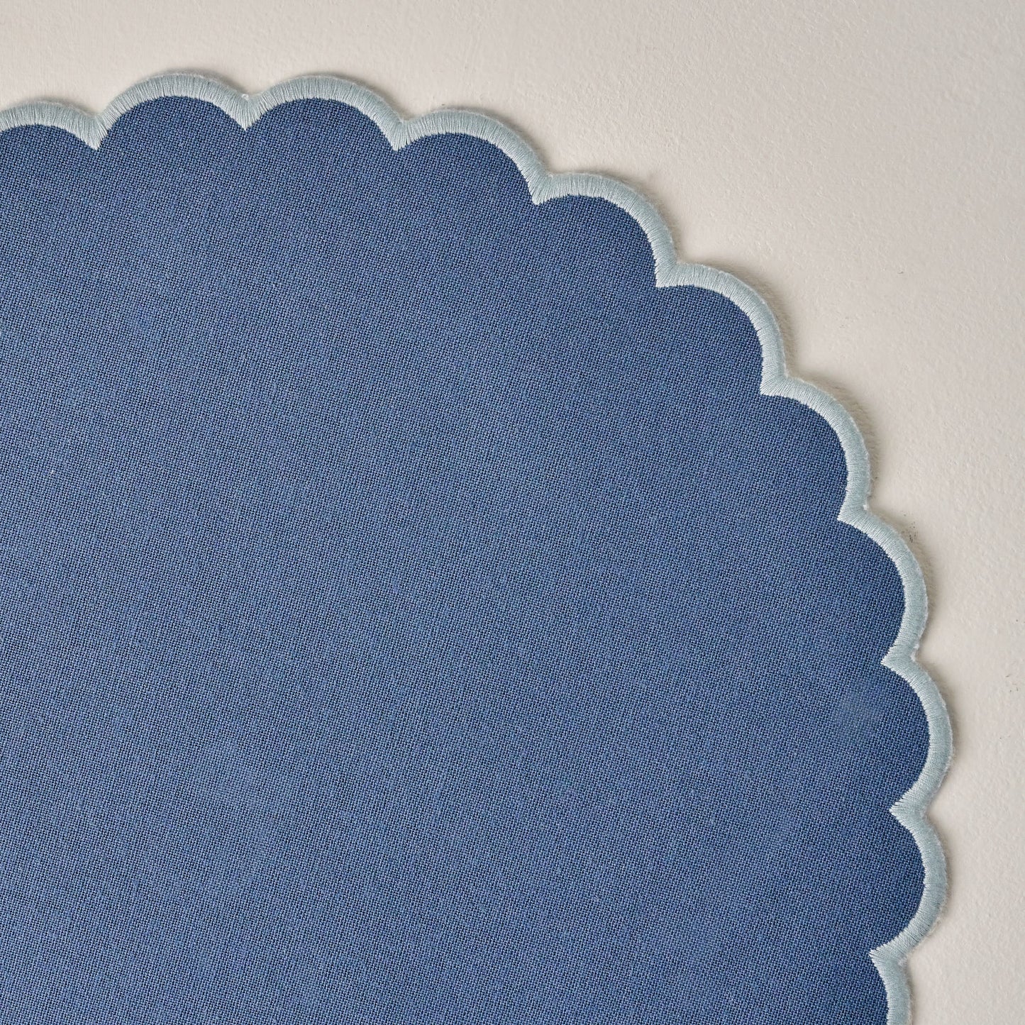Orian Blue Scalloped Placemat Set of Four up close