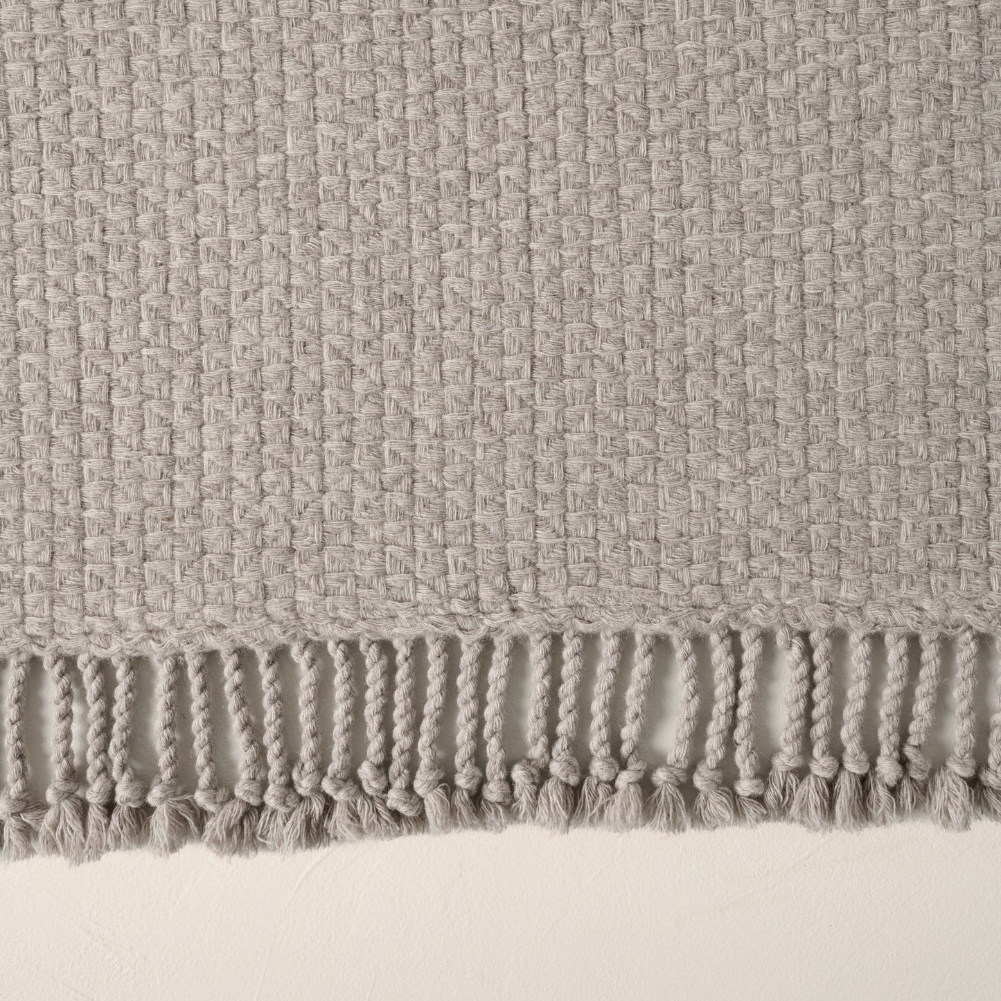 Grey Basketweave Throw shown up close