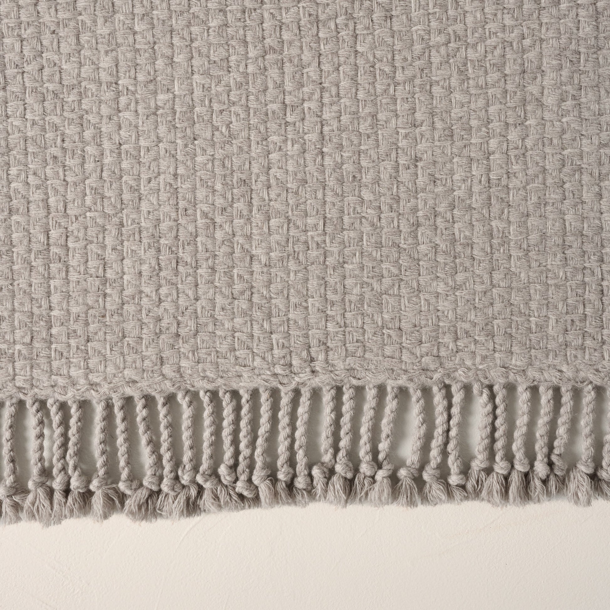 Grey Basketweave Throw shown up close