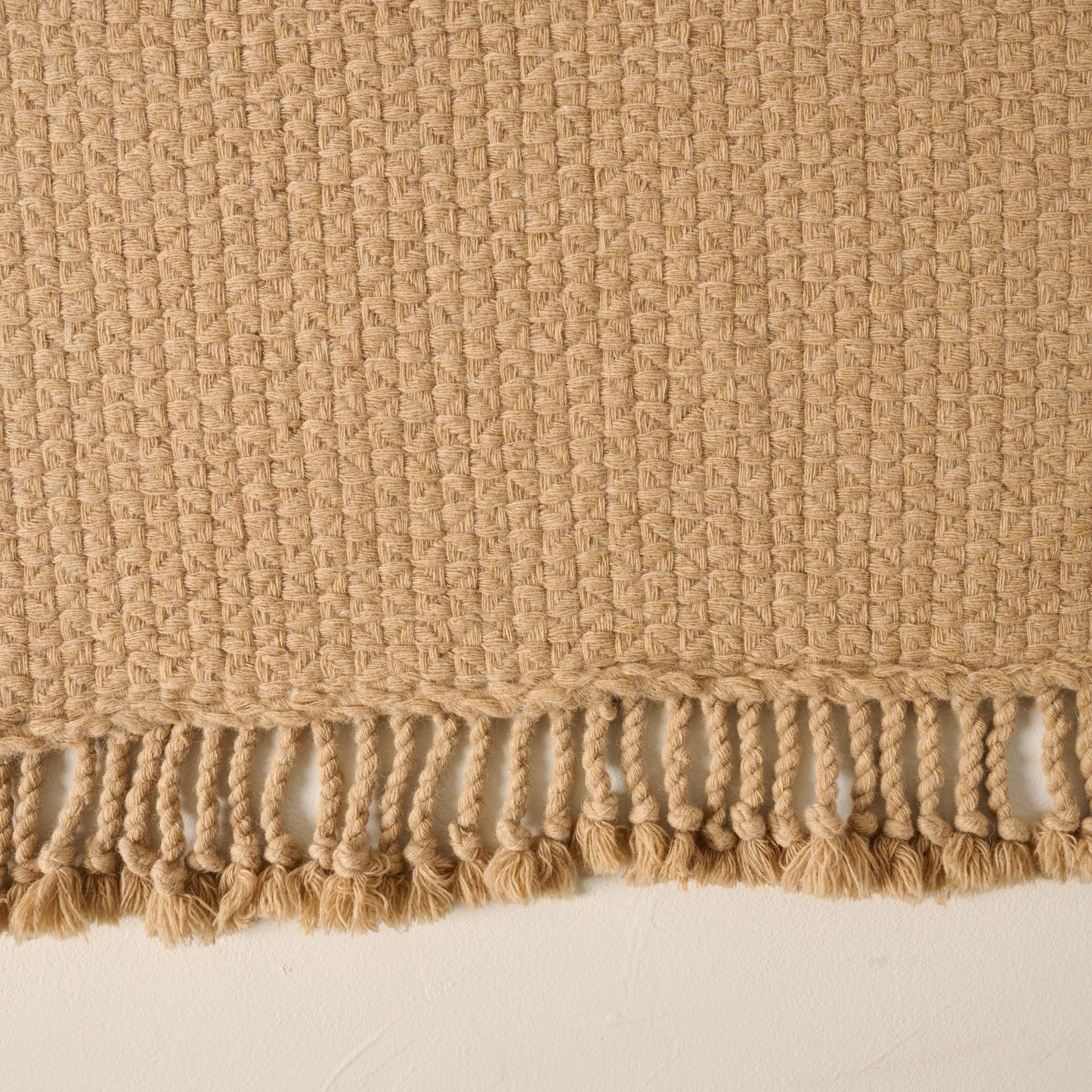 Ochre Basketweave Throw shown up close