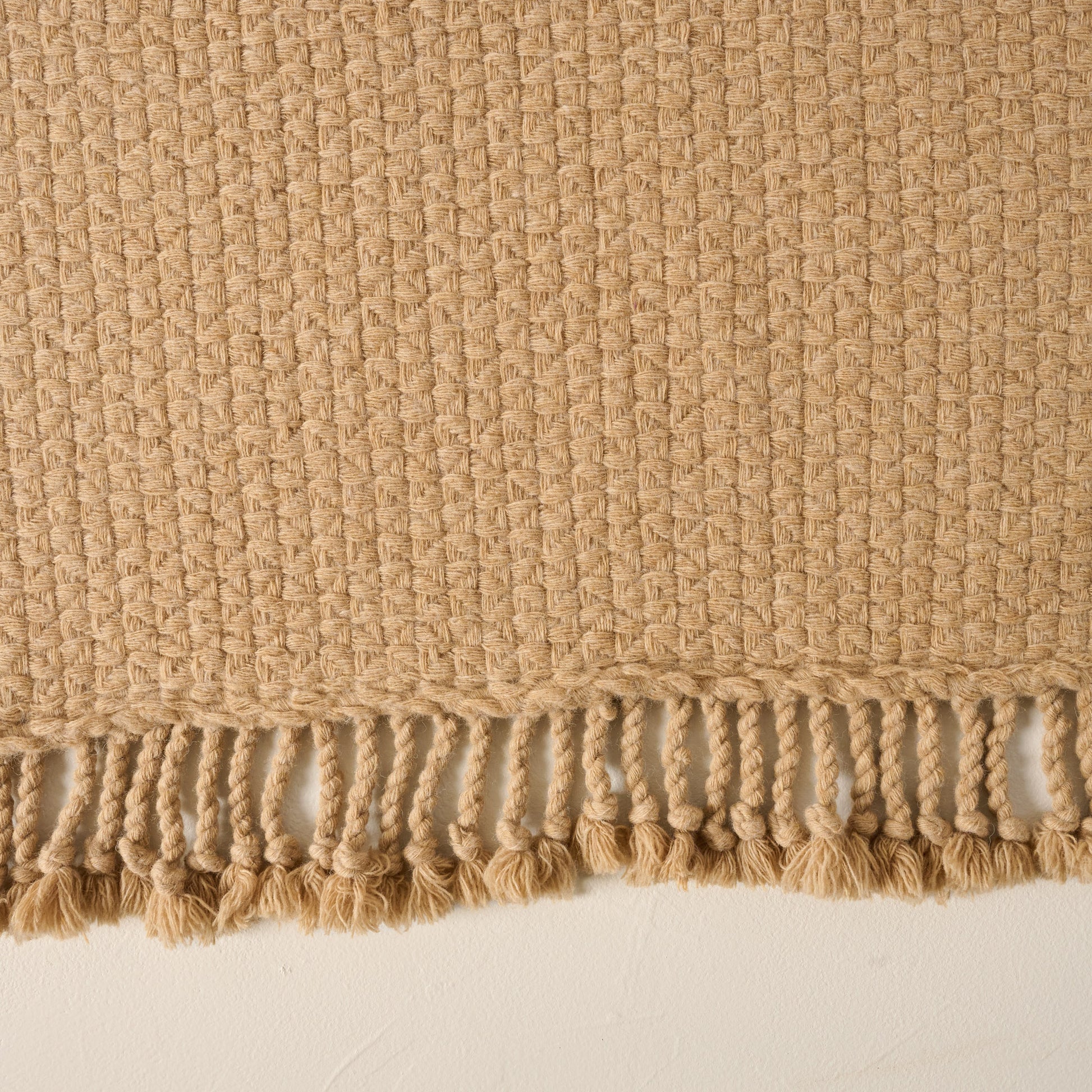 Ochre Basketweave Throw shown up close