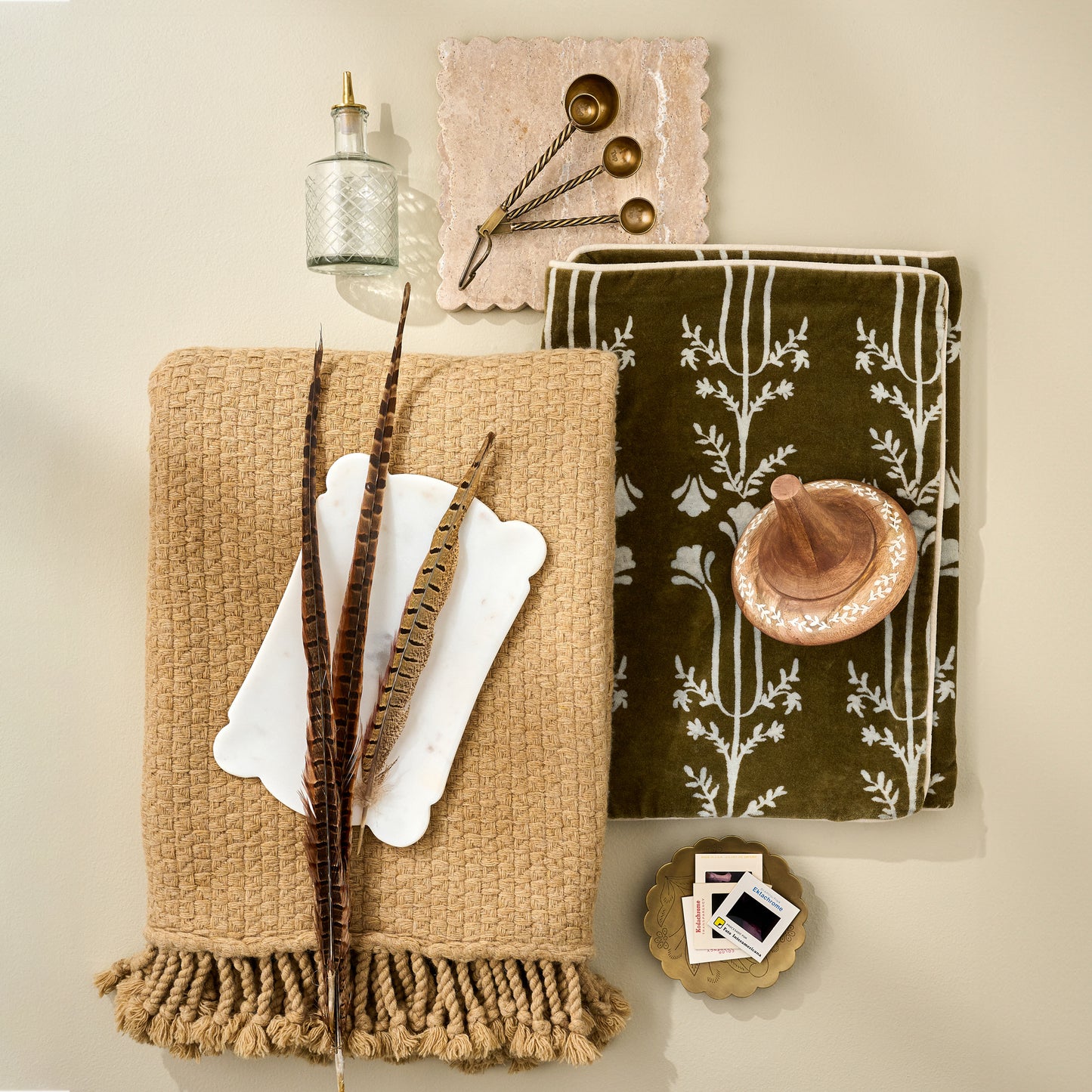 Ochre Basketweave Throw shown with fall product