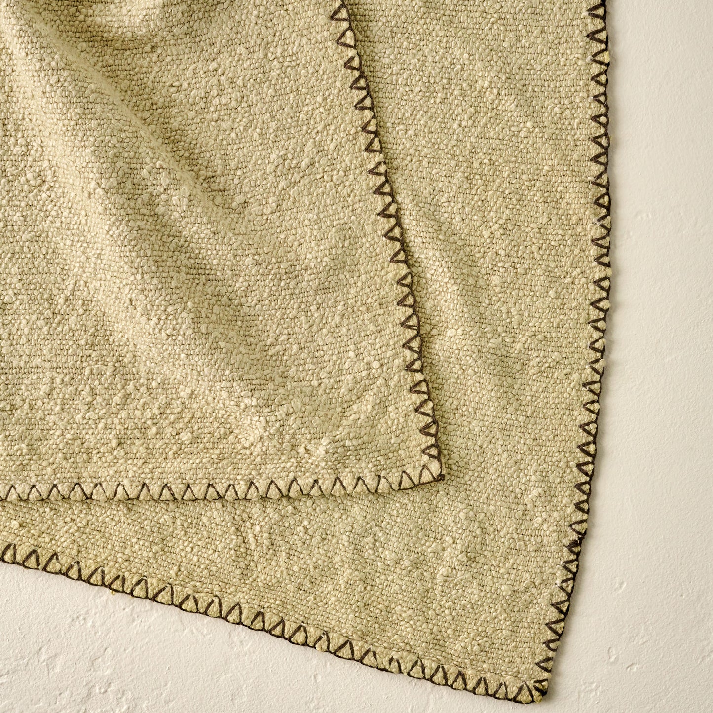 Light Tan Remie Oversized Boucle Throw corner up close