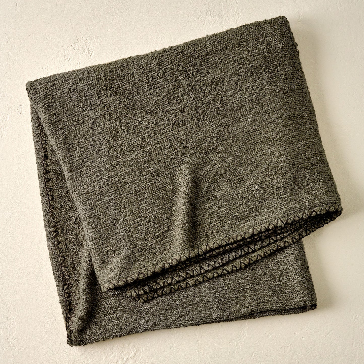 Green Remie Oversized Boucle Throw folded
