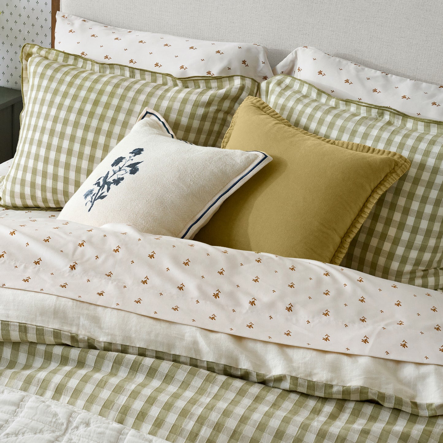 Isla Floral Printed Sheet Set on a bed