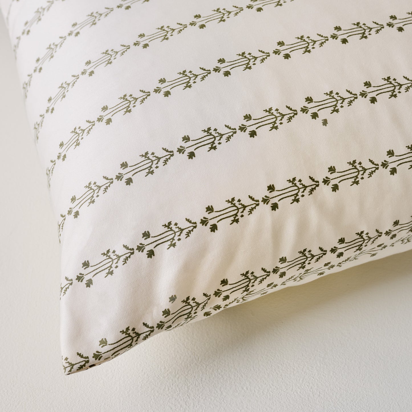 Sylvie Vine Printed Sheet Set pillow corner shown up close