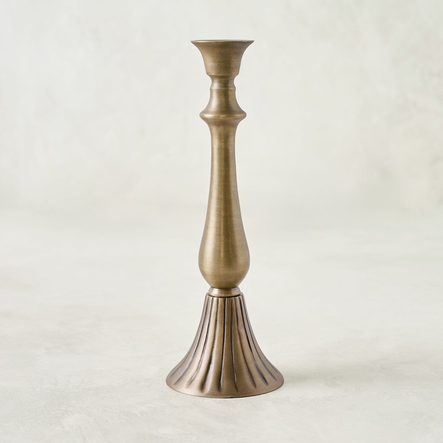 Large Faris Antiqued Brass Candleholder
