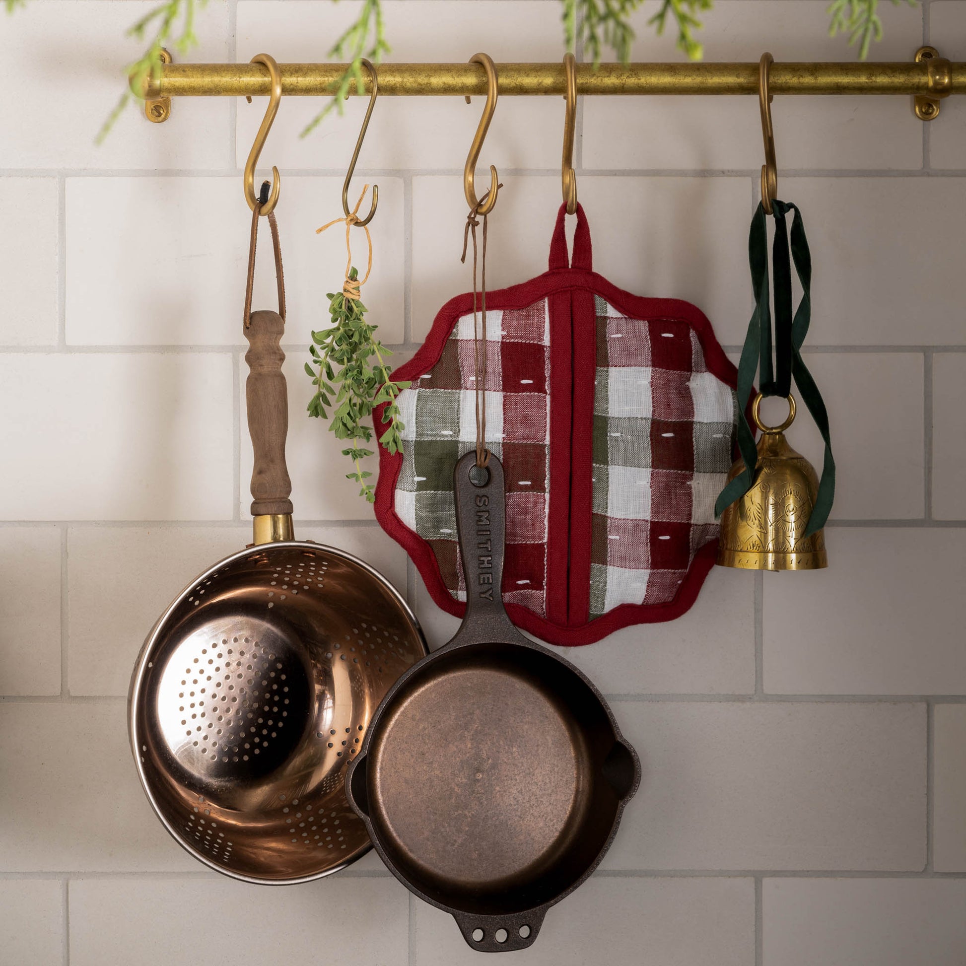 Smithey No. 6 Skillet on a pot rack