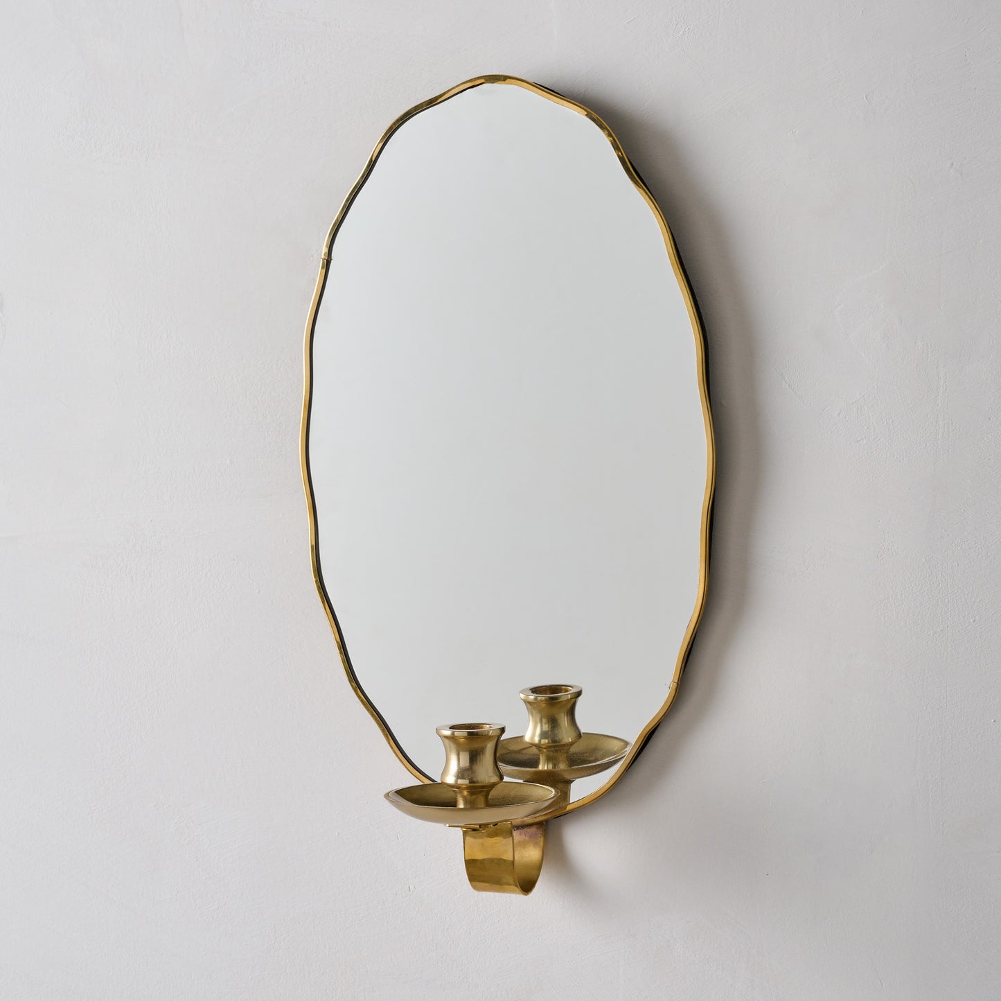 Clara Scalloped Mirrored Wall Sconce shown with no candle
