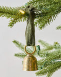 Gigi Etched Brass Bell Ornament shown on tree