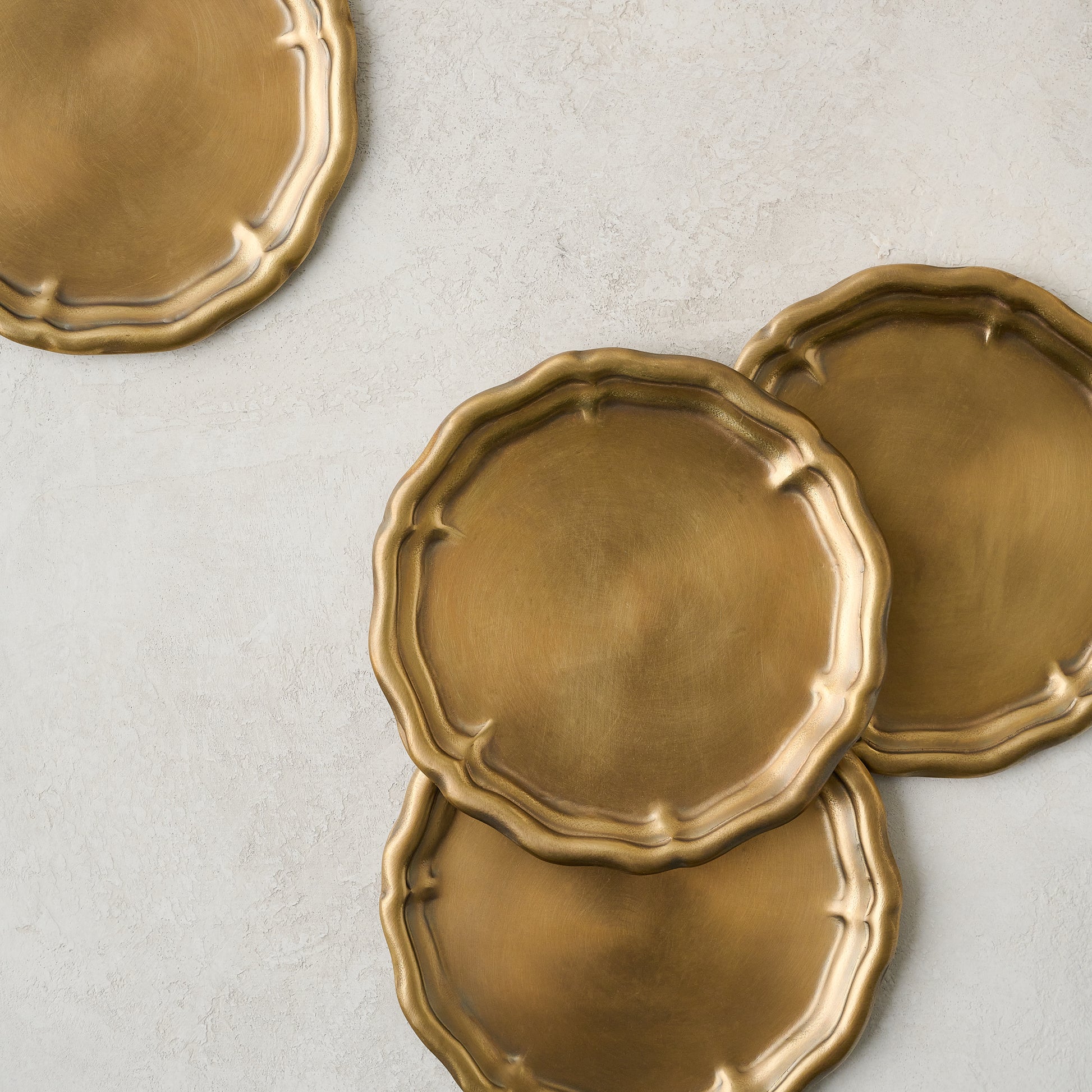 Vintage-Inspired Brass Coaster Set of Four