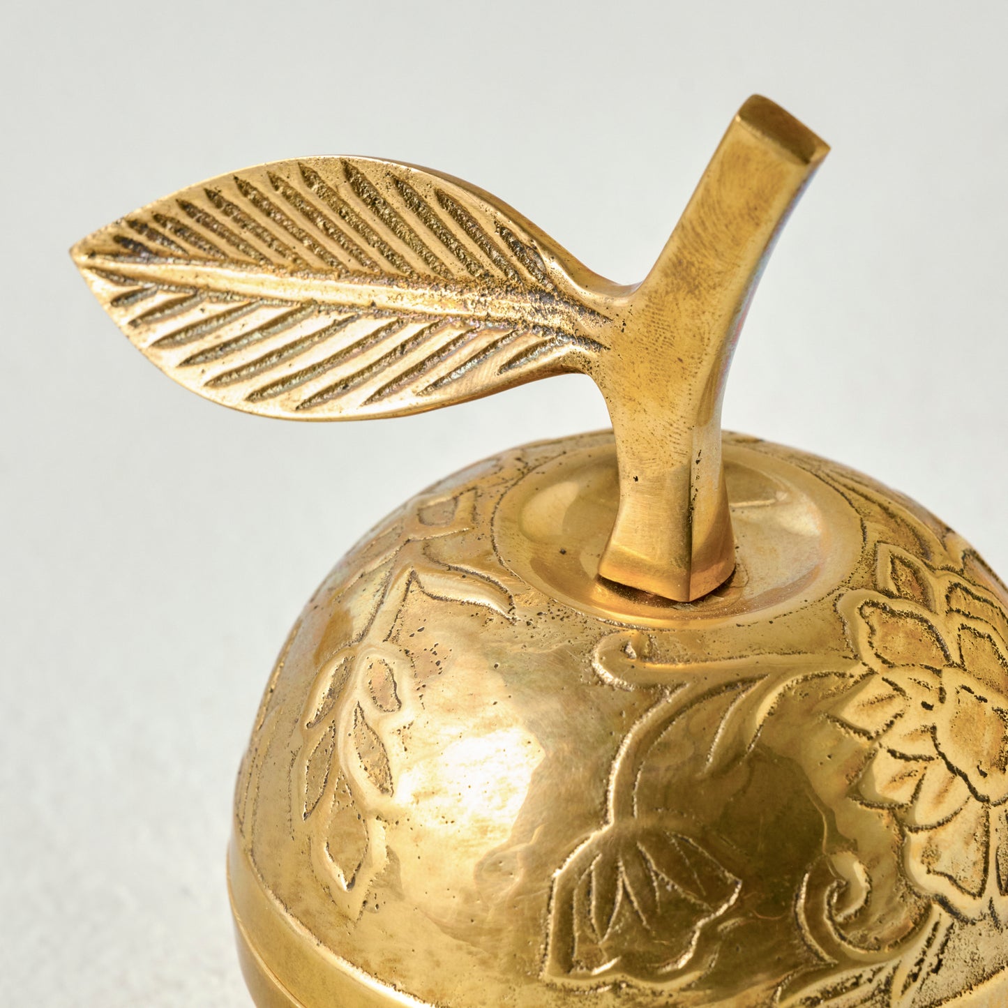 Antique Inspired Brass Apple Box up close