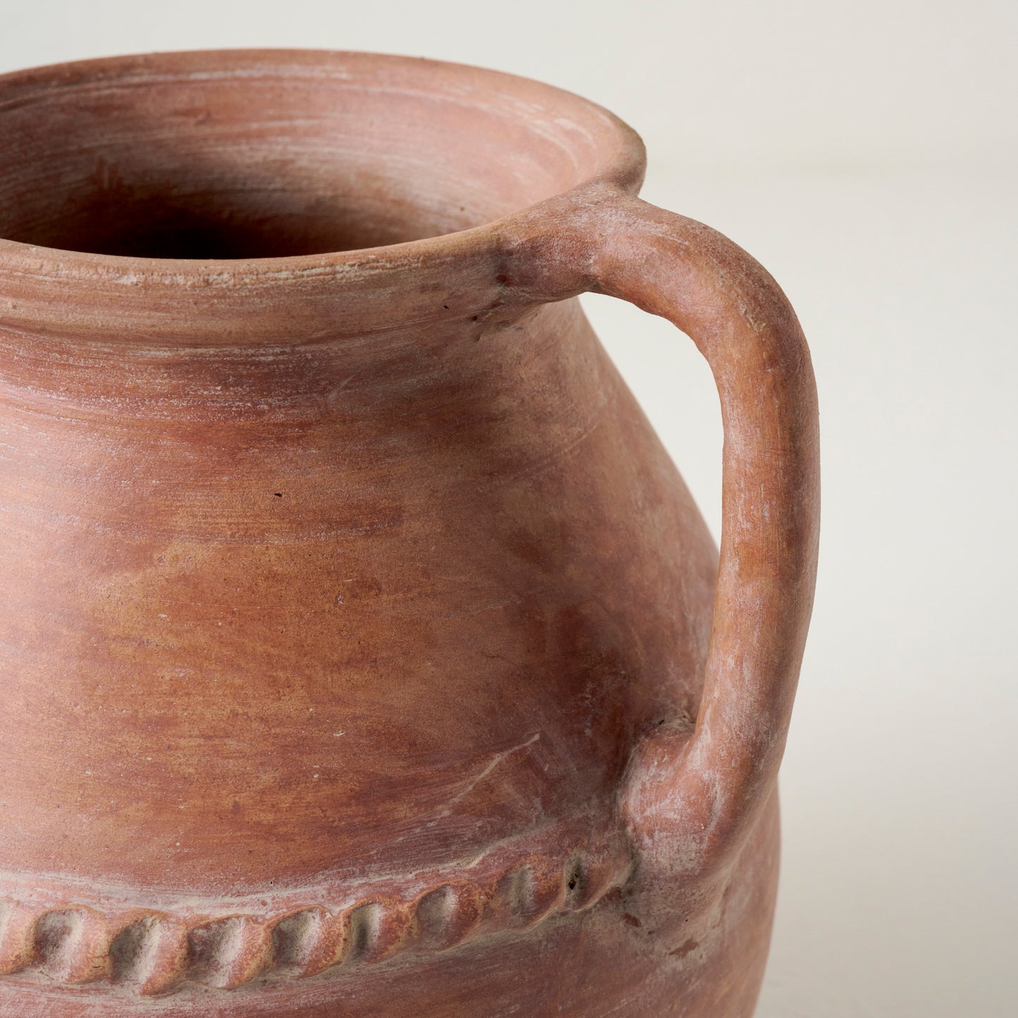 Camila Rust Terracotta Vase with Handle up close