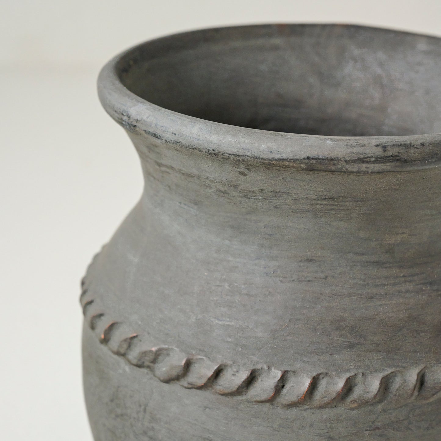 Camila Black Terracotta Vase shown up close