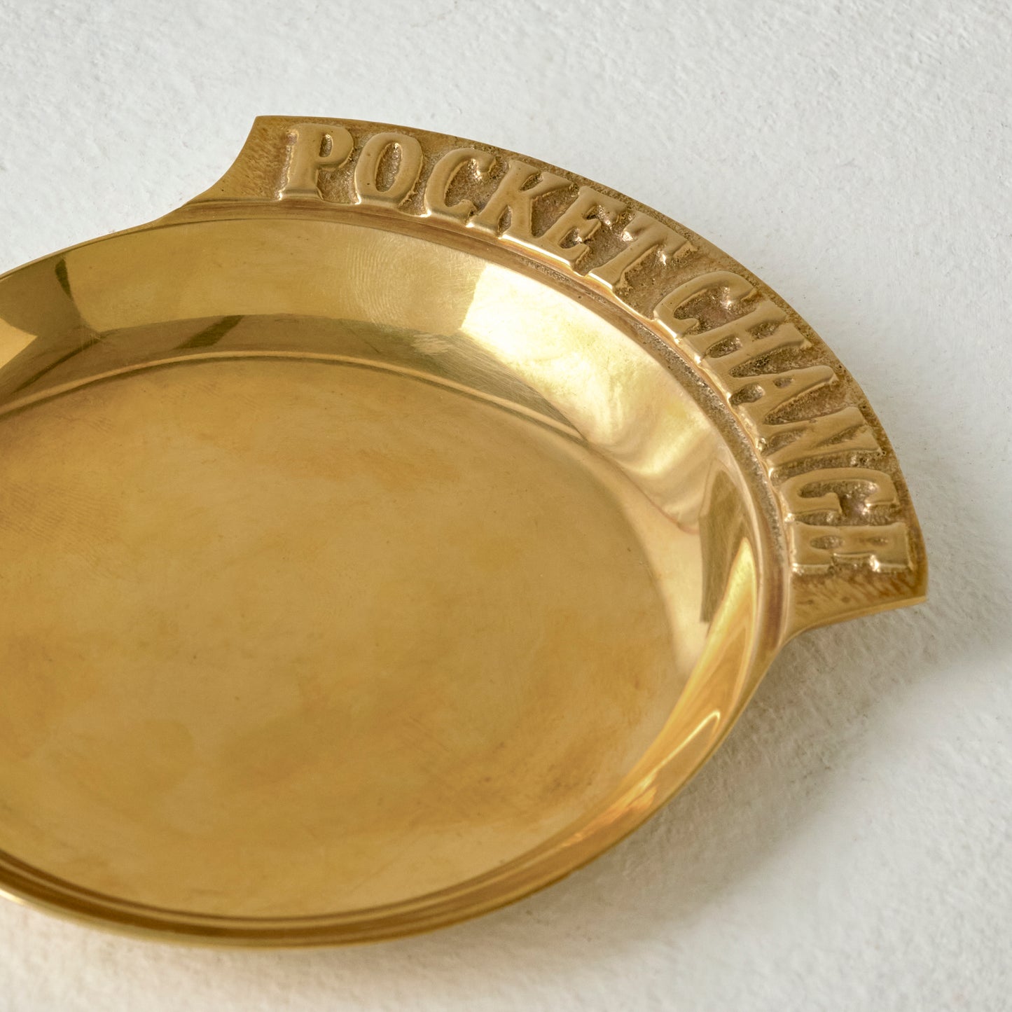 Vintage Inspired Brass Pocket Change Tray up close
