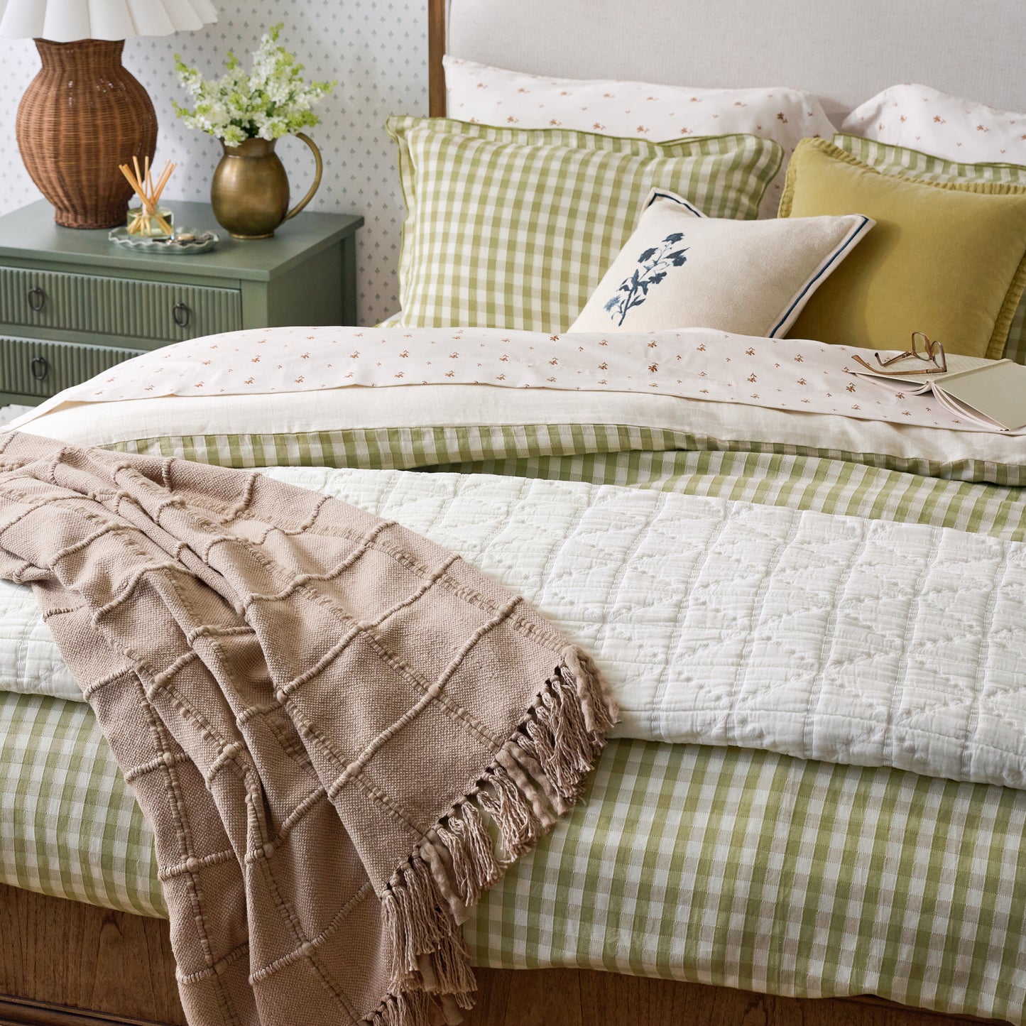 Maxine Gingham Duvet Cover on a bed