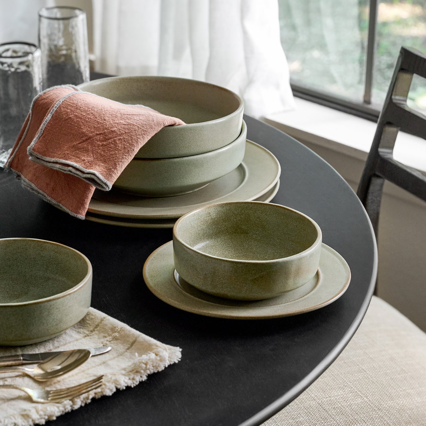 Halston Pasta Bowl on a table