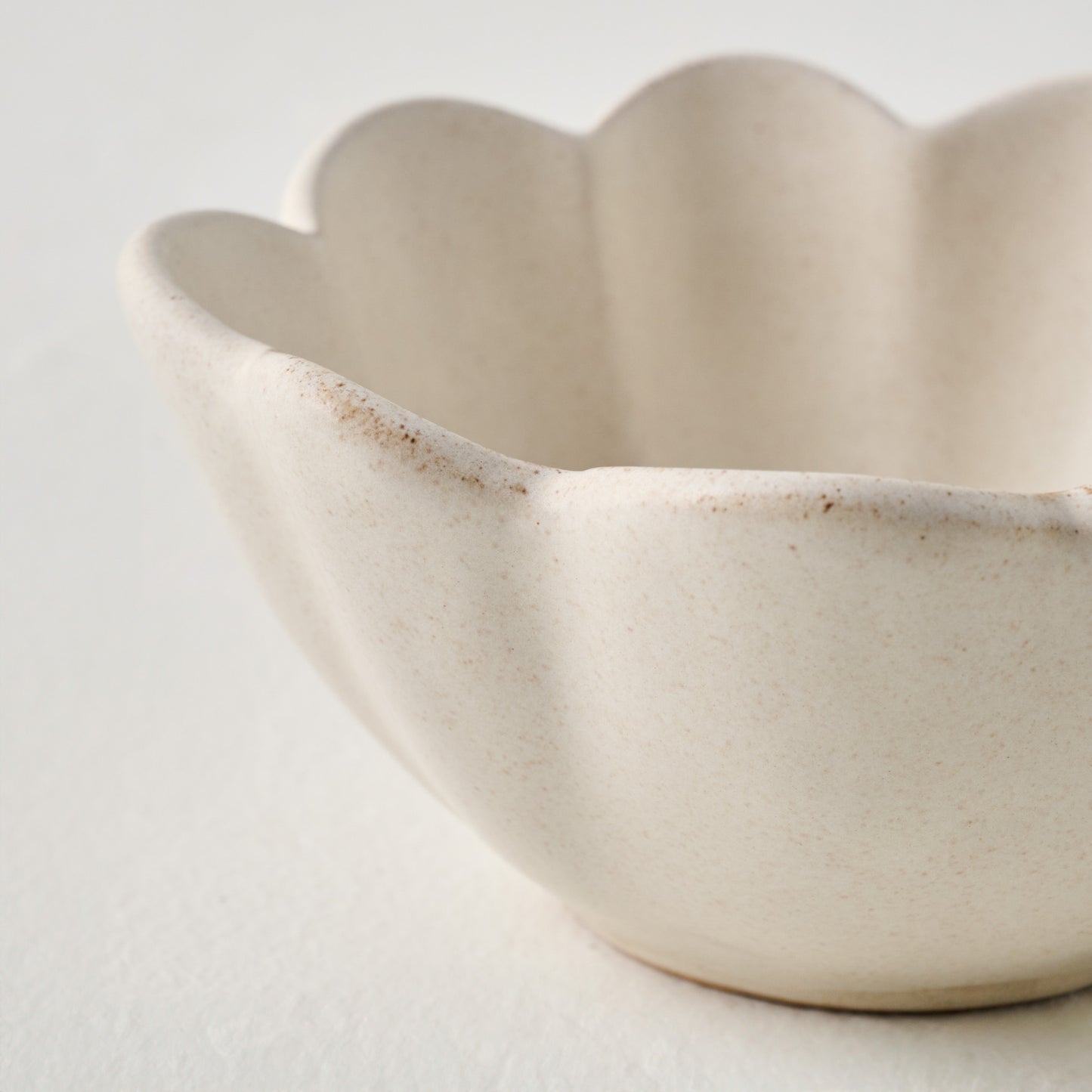 French White Scalloped Mini Bowl up close