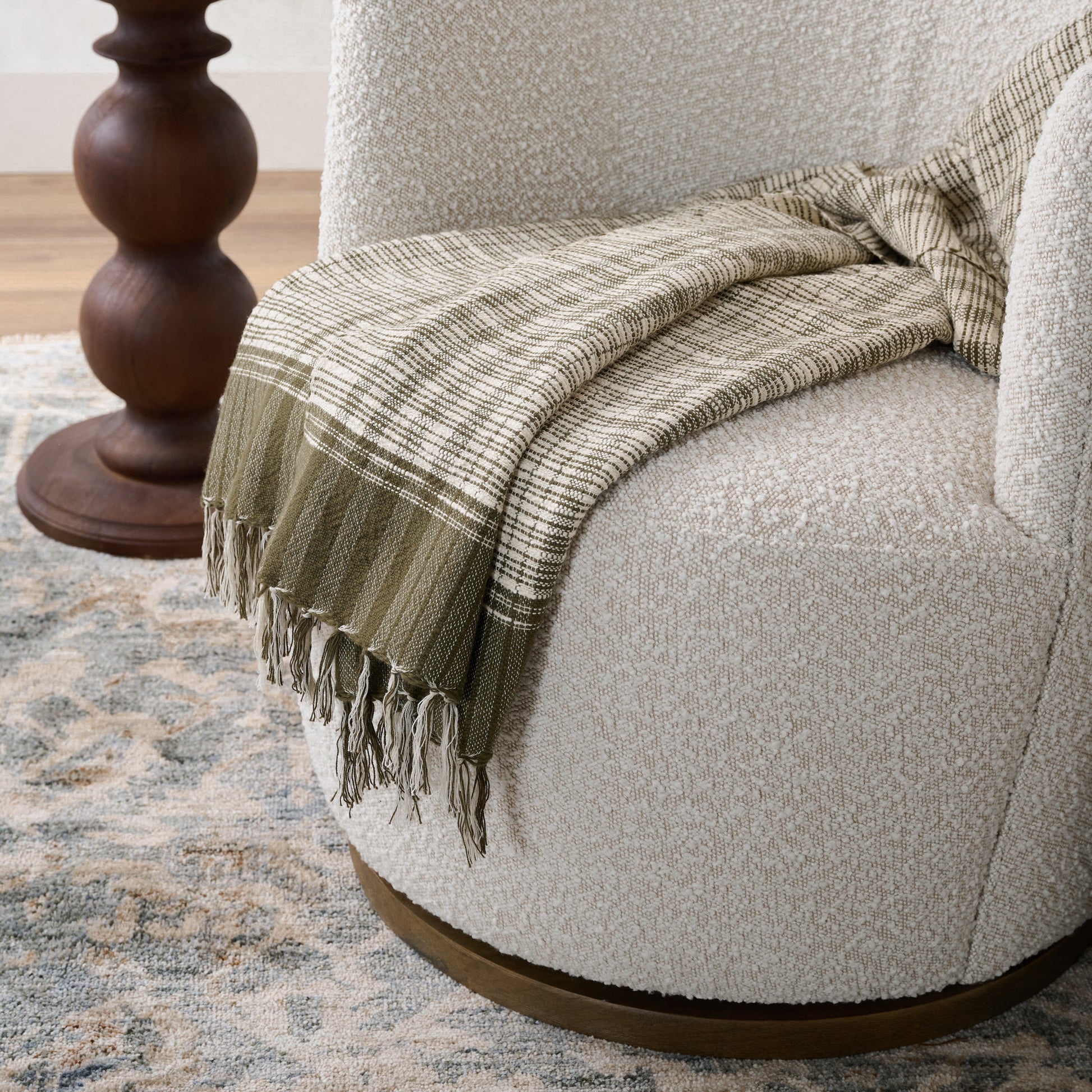 Green Merrill Plaid Throw shown draped over chair