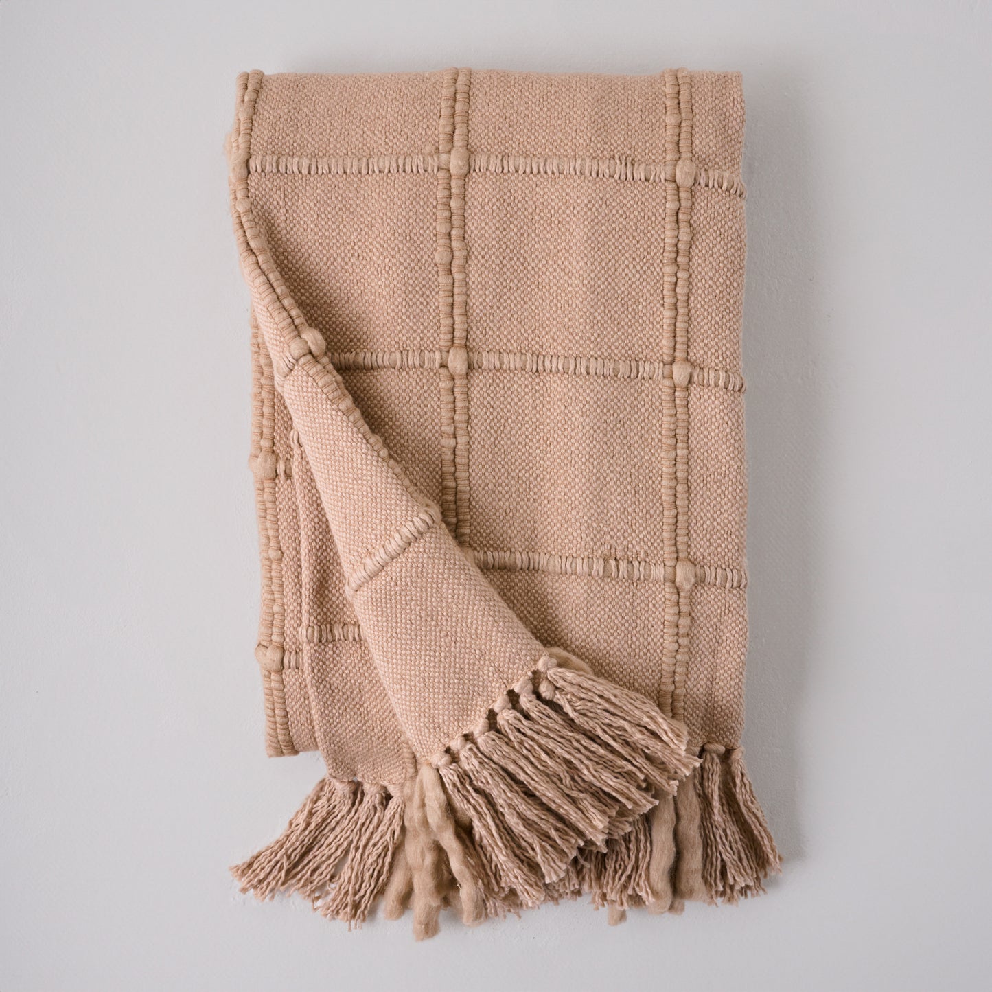 Oatmeal Windowpane Tassel Throw