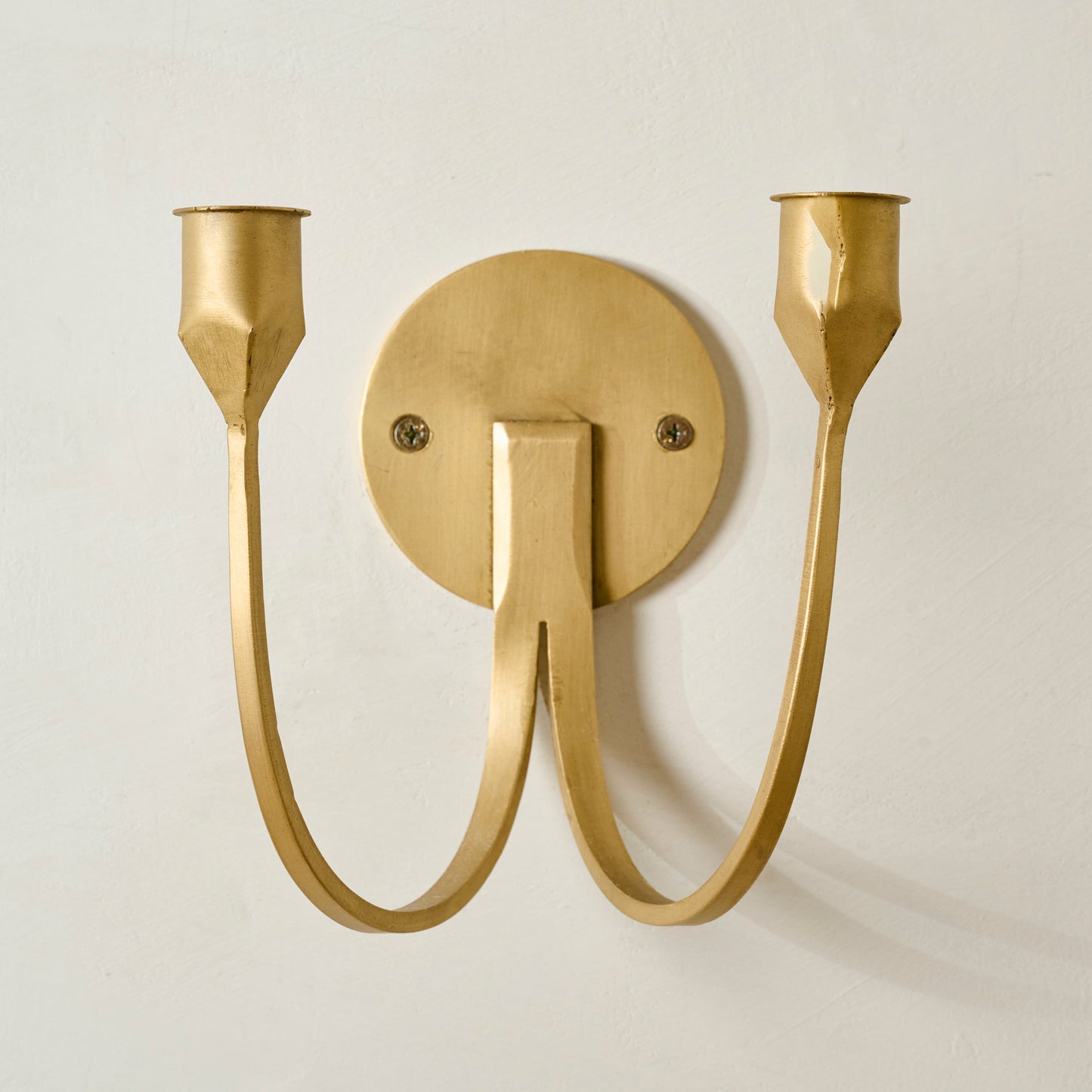 Julian Double Wall Sconce in brass up close