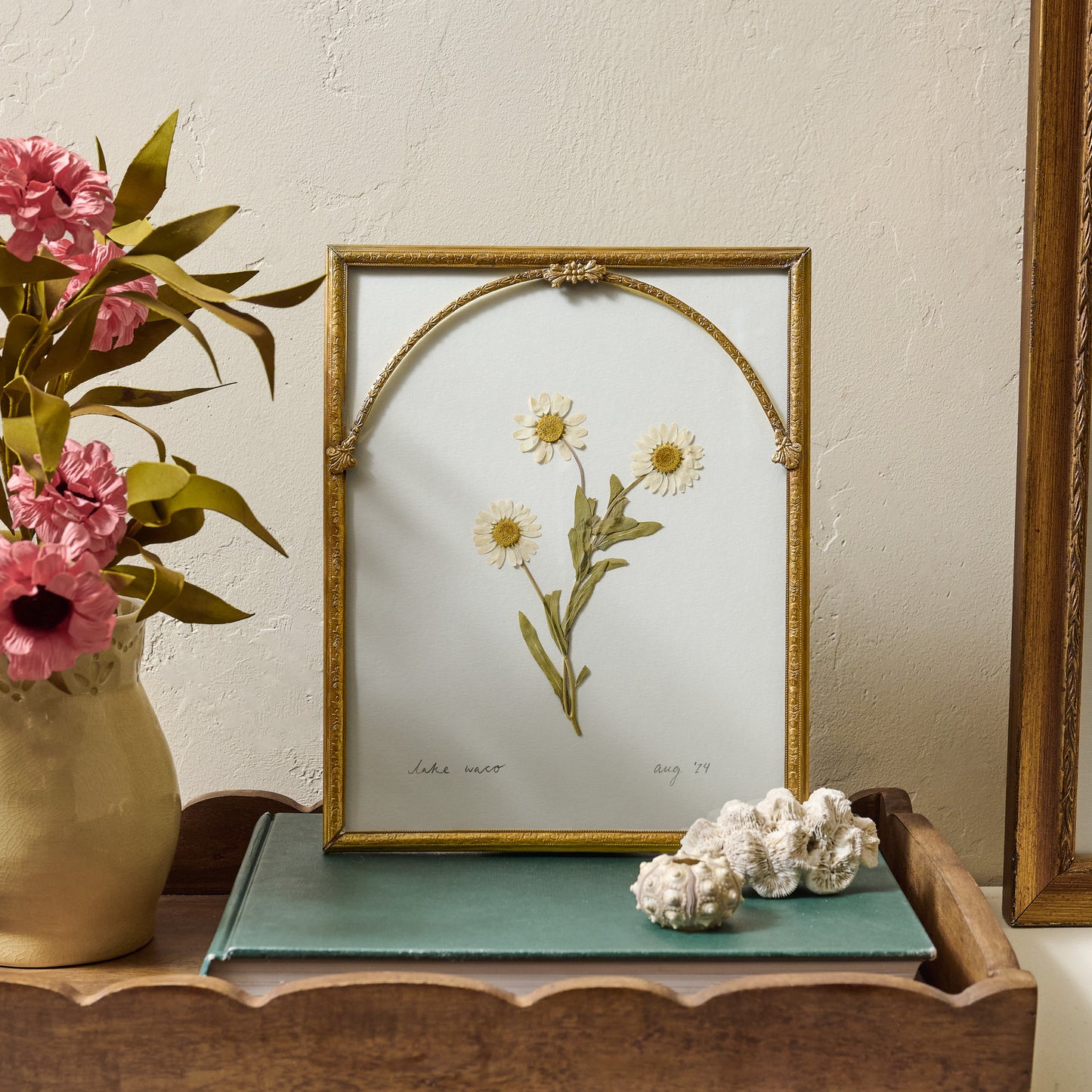 Vienna Antiqued Brass Photo Frame shown styled