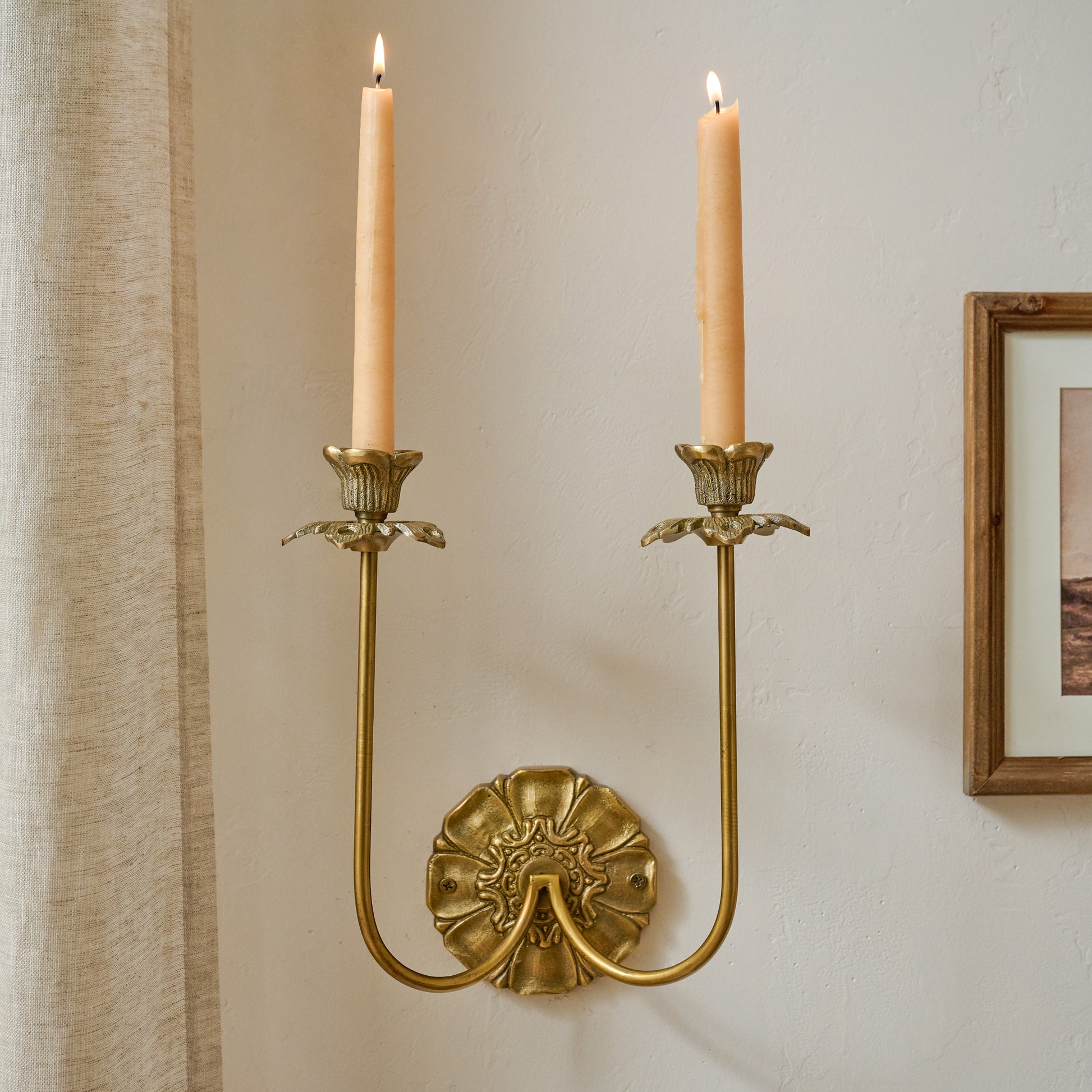 Adeline Antique Brass Double Wall Sconce shown styled