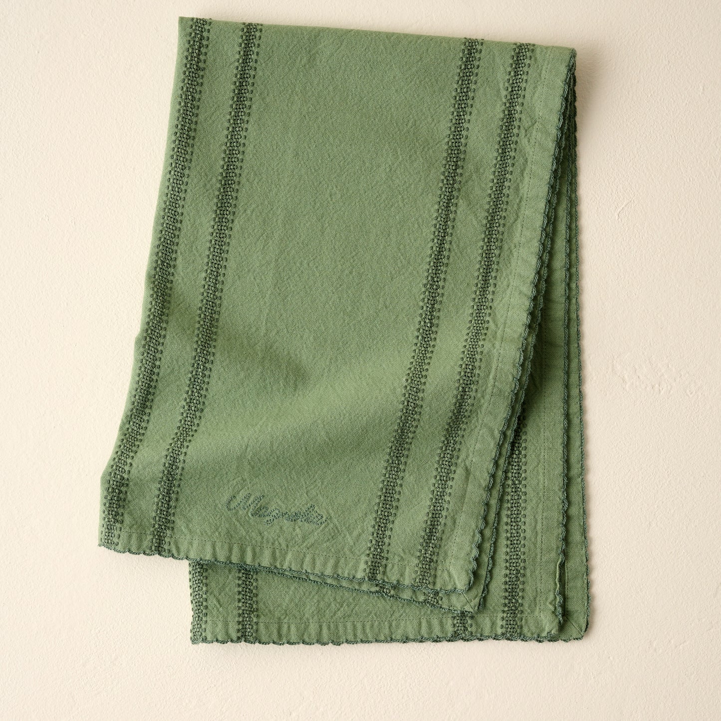 Magnolia Antique Green Striped Tea Towel