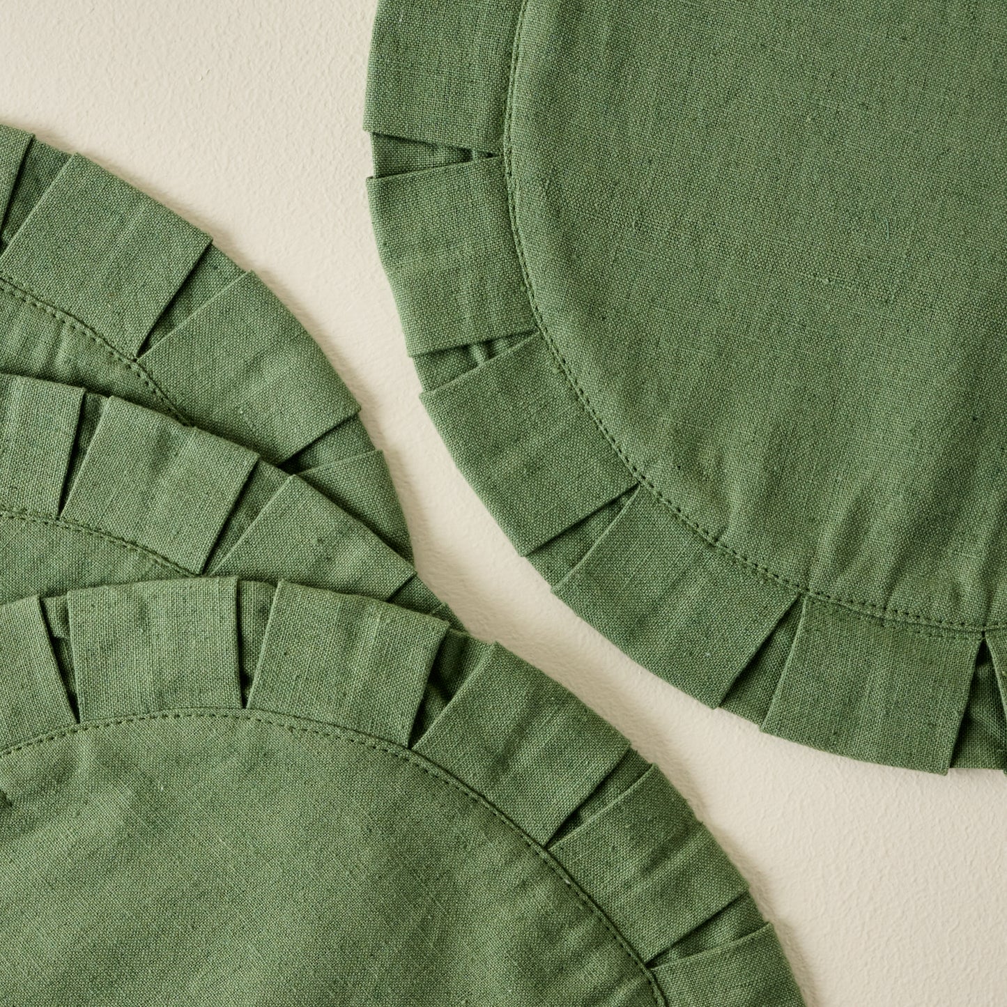 Antique Jade Pleated Placemat Set of Four up close