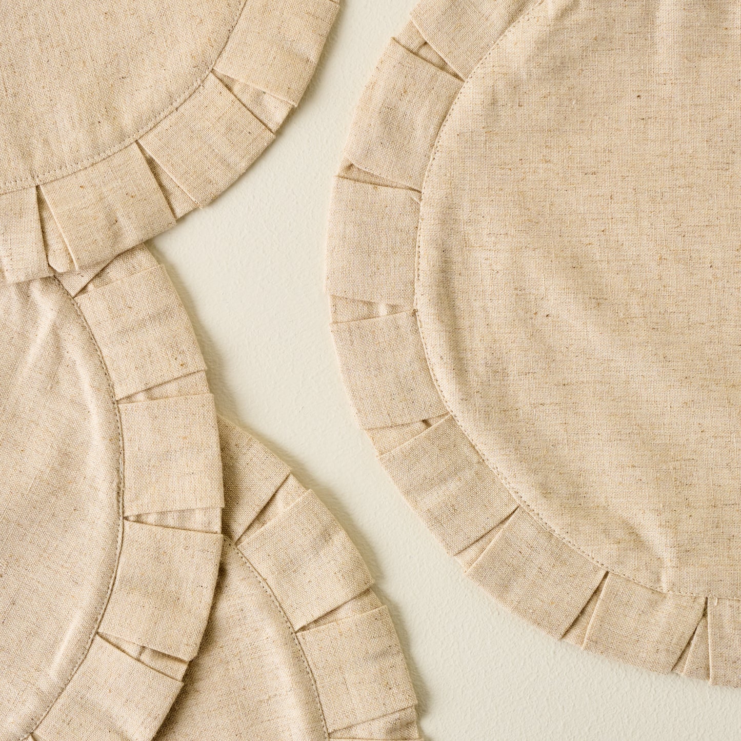Natural Pleated Placemat Set of Four up close