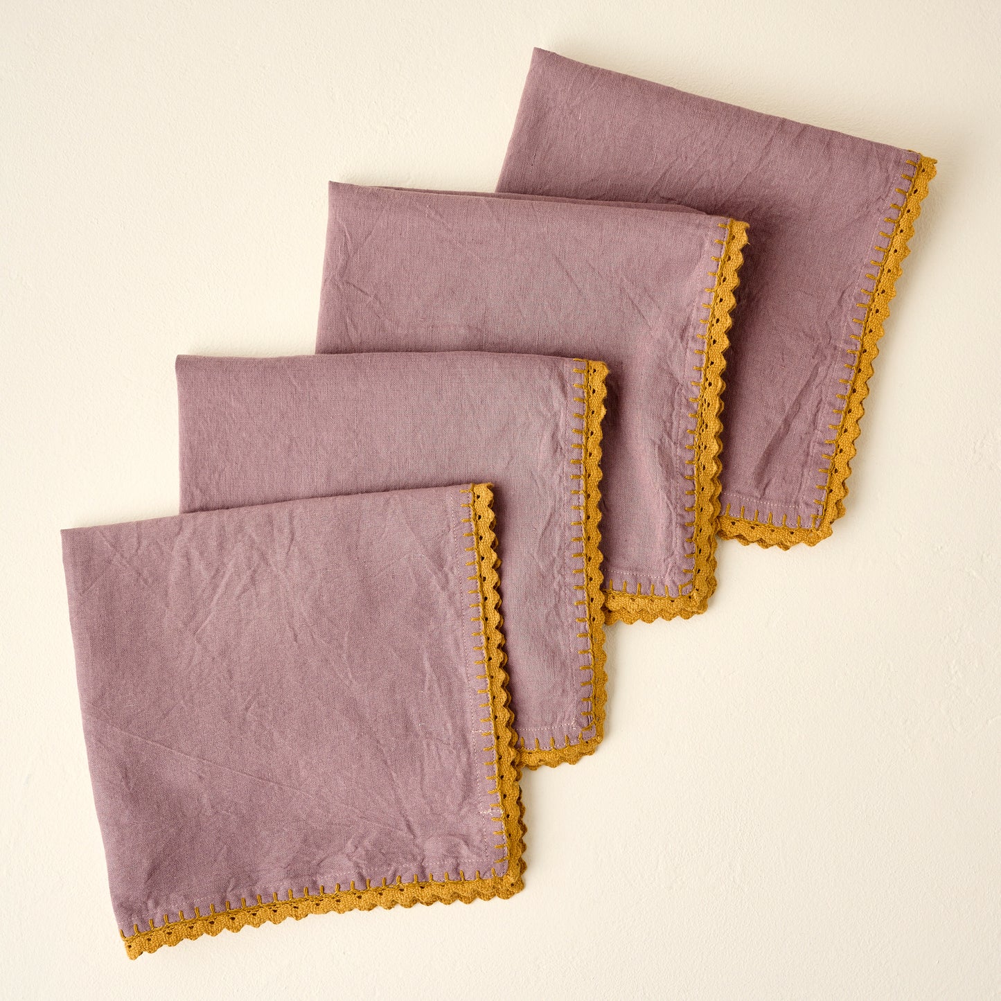 Lavender Crochet Edge Napkin Set of Four