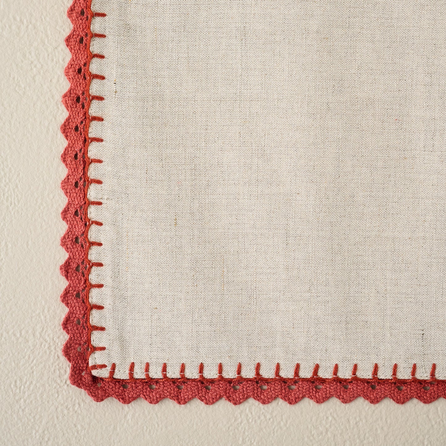 Apricot Crochet Edge Placemat Set of Four up close
