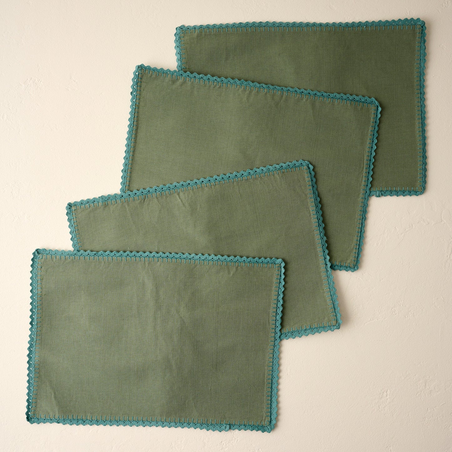 Green Crochet Edge Placemat Set of Four