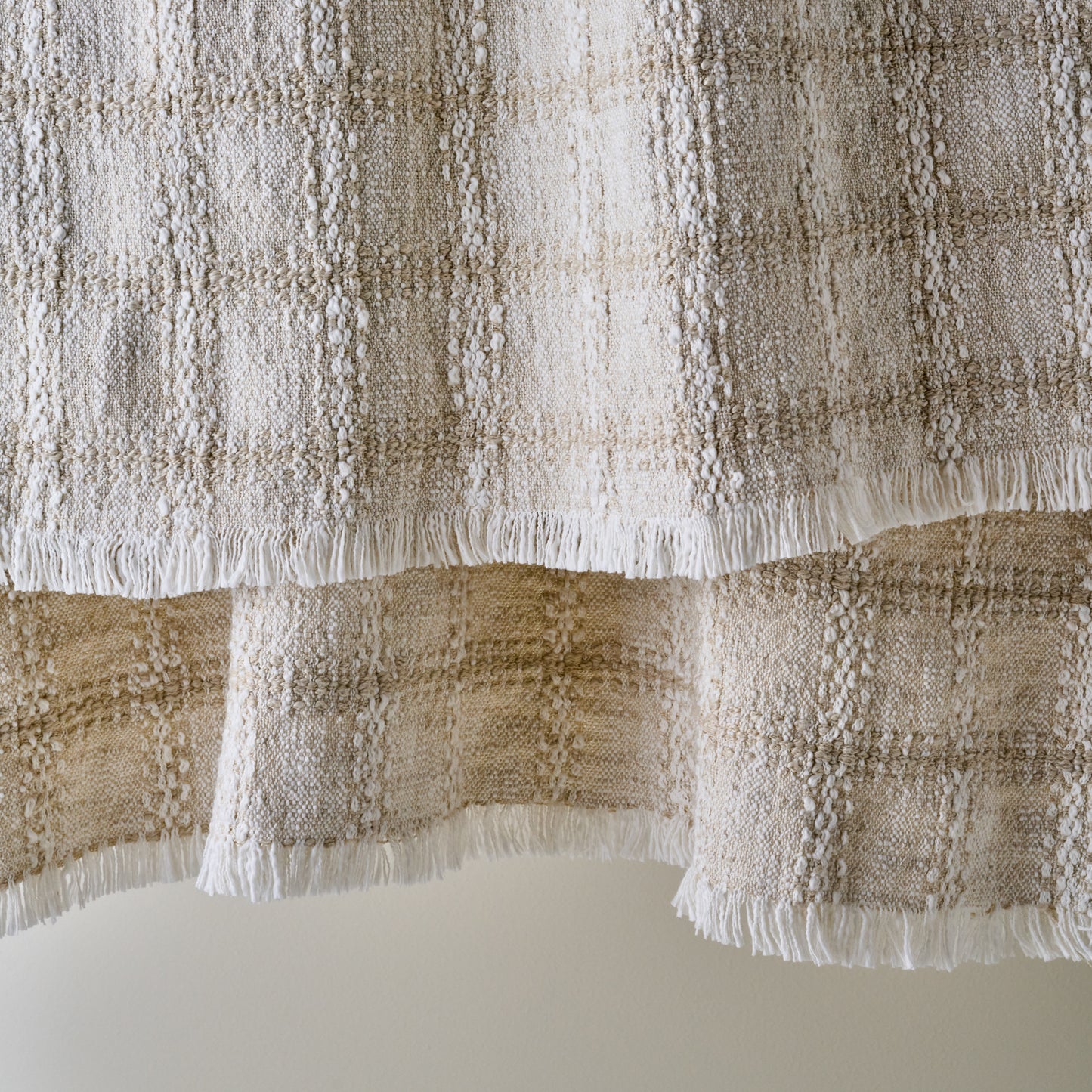 Woven Grid Coverlet - Natural up close
