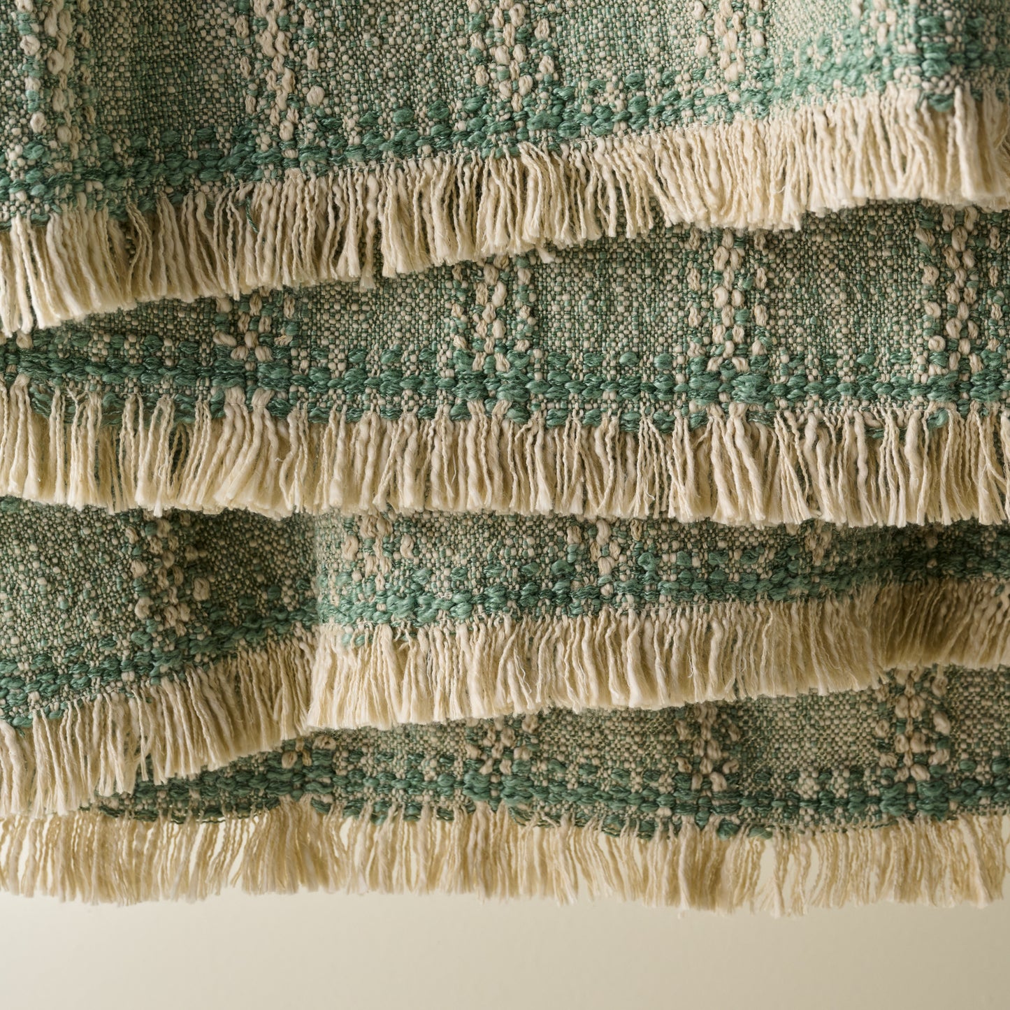 Woven Grid Coverlet - Seaspray up close