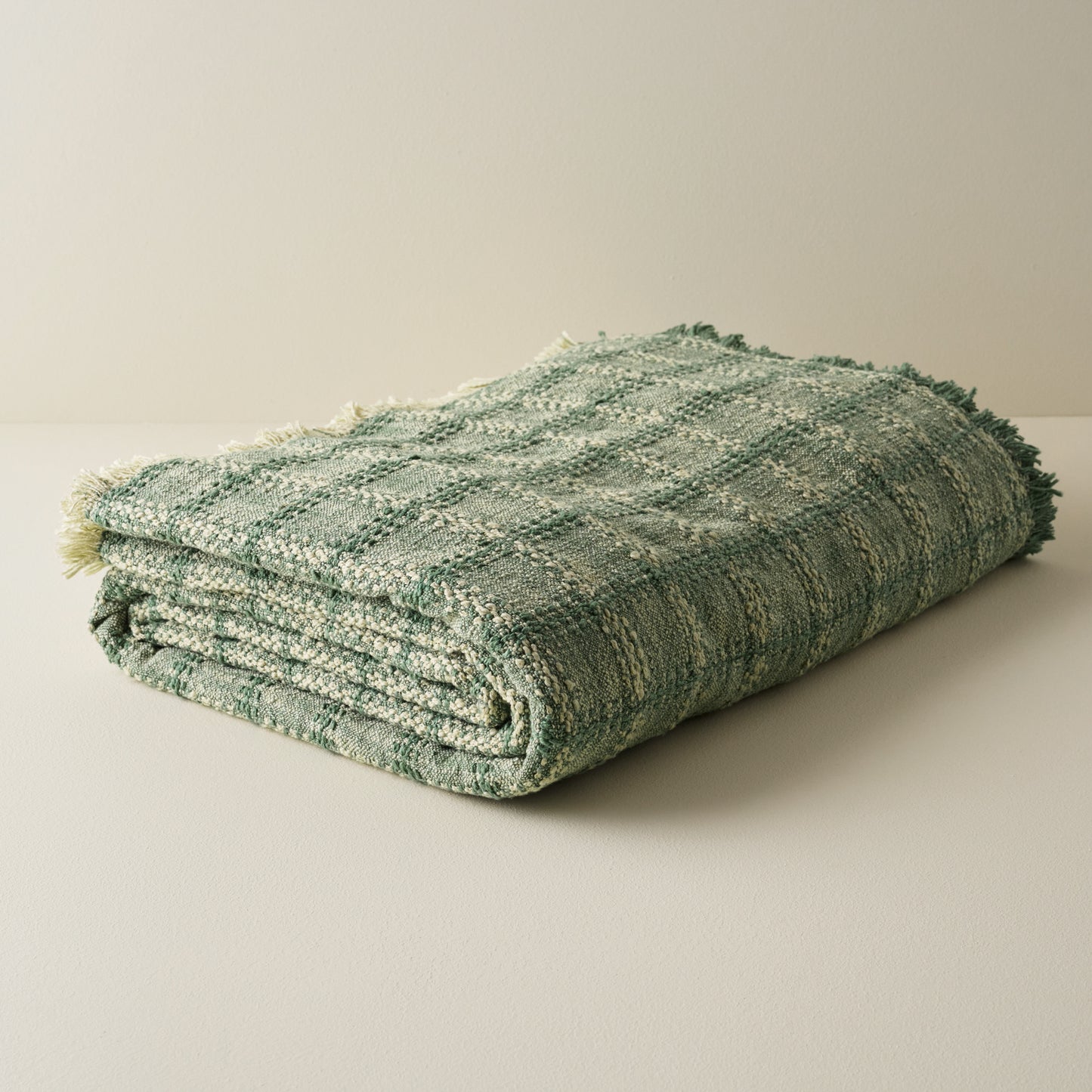Woven Grid Coverlet - Seaspray
