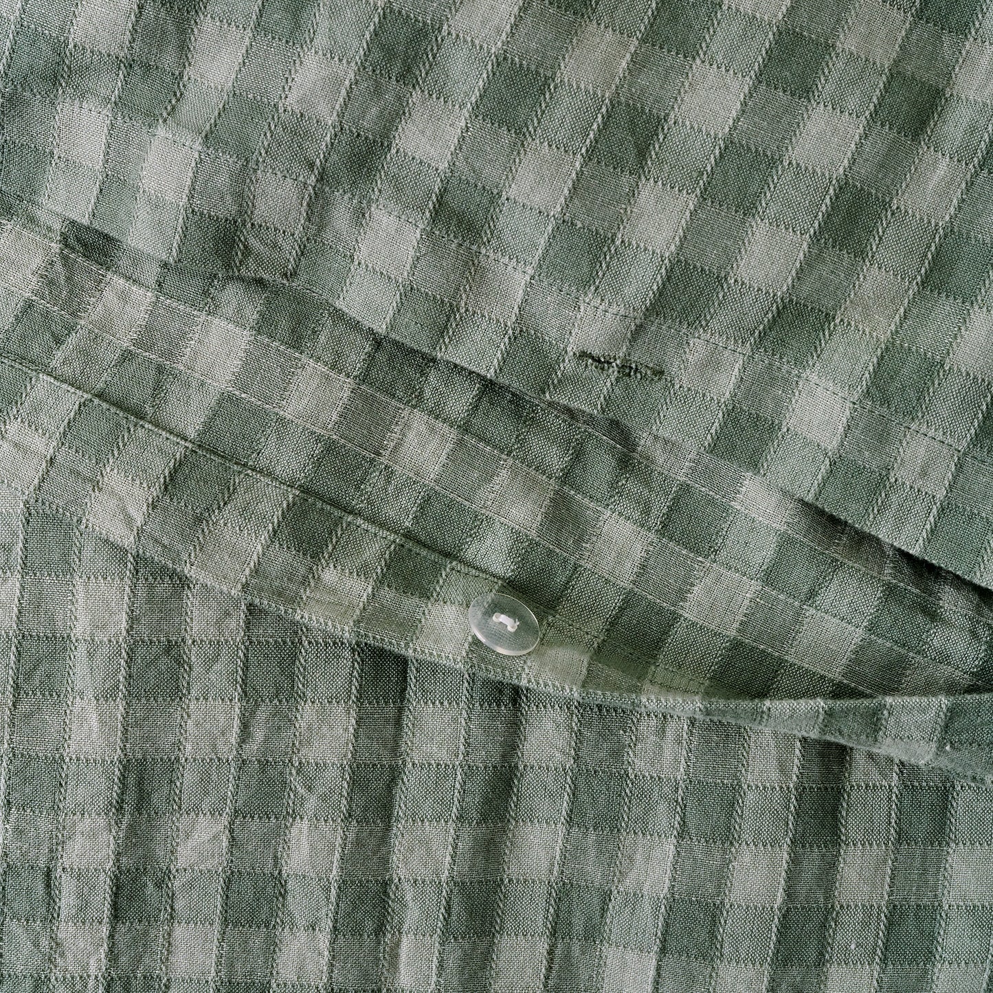 Maxine Gingham Duvet Cover in dusty green up clsoe
