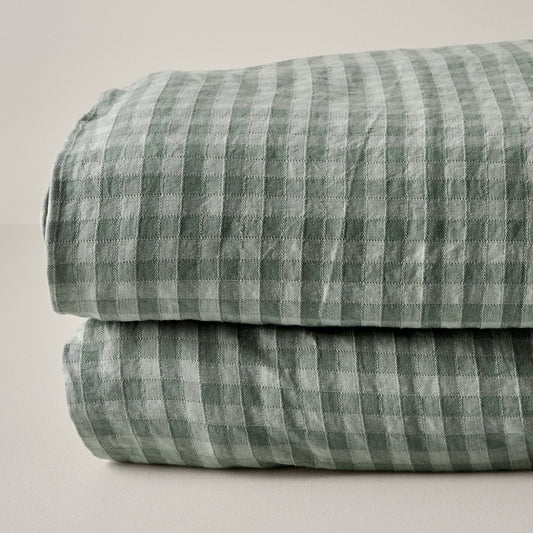 Maxine Gingham Duvet Cover in dusty green