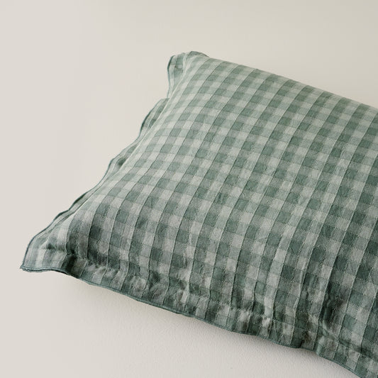 Maxine Gingham Sham in dusty green
